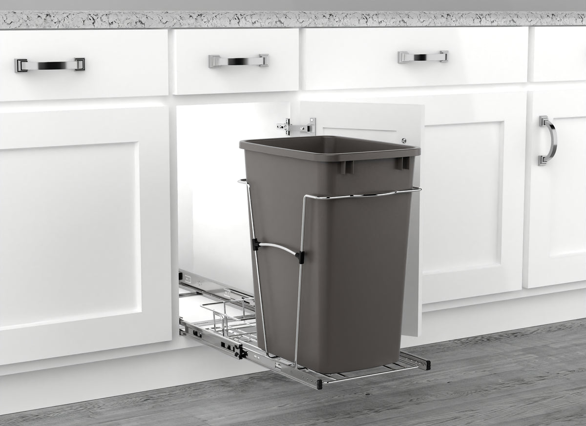 Rev-A-Shelf Single 35 Quart Cabinet Pullout Waste Container, Gray (Open Box)