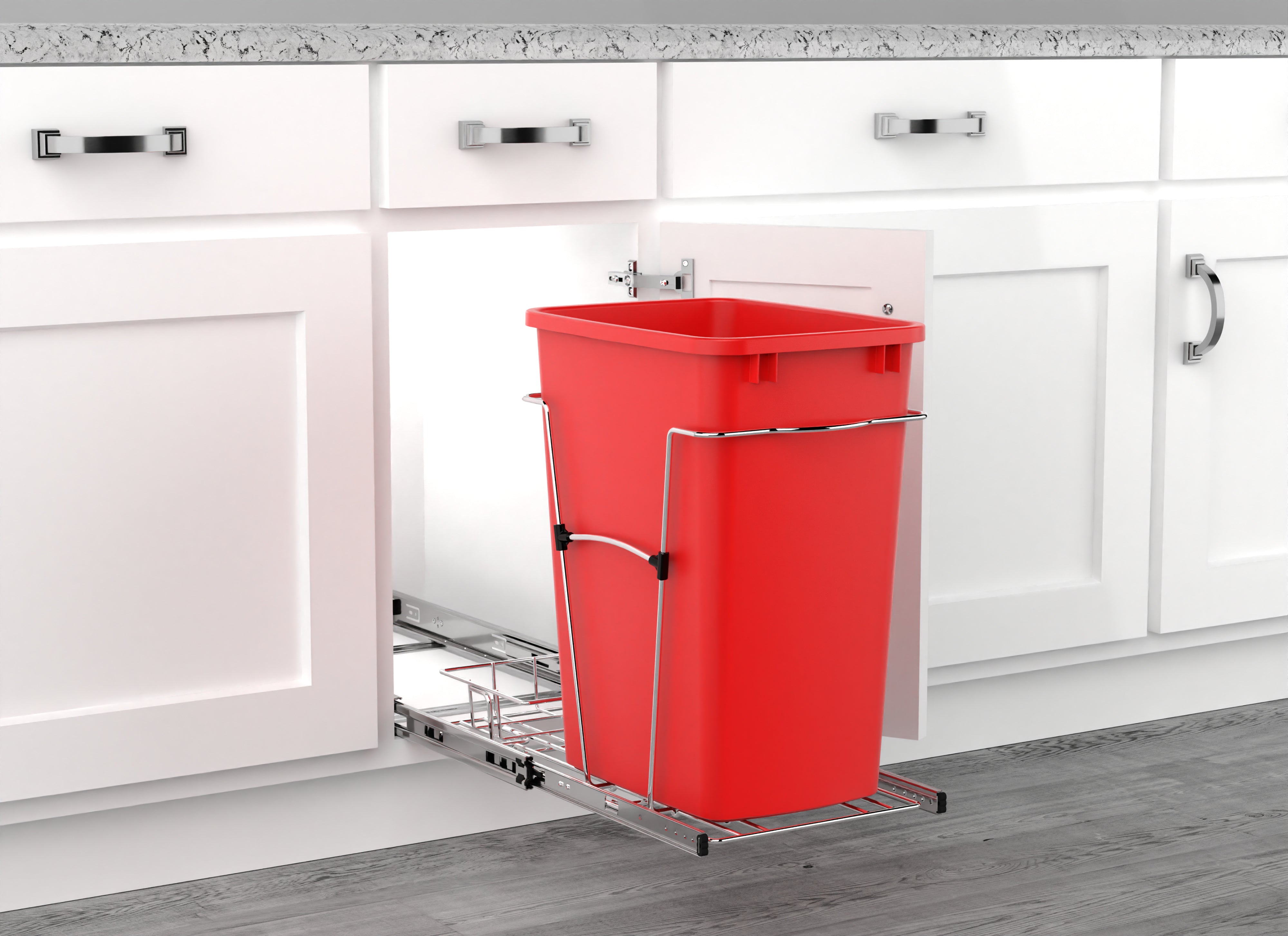 Rev-A-Shelf Pullout Trash Can 35 qt. for Kitchen Cabinets, Red, RV-12KD-16C-S - VMInnovations
