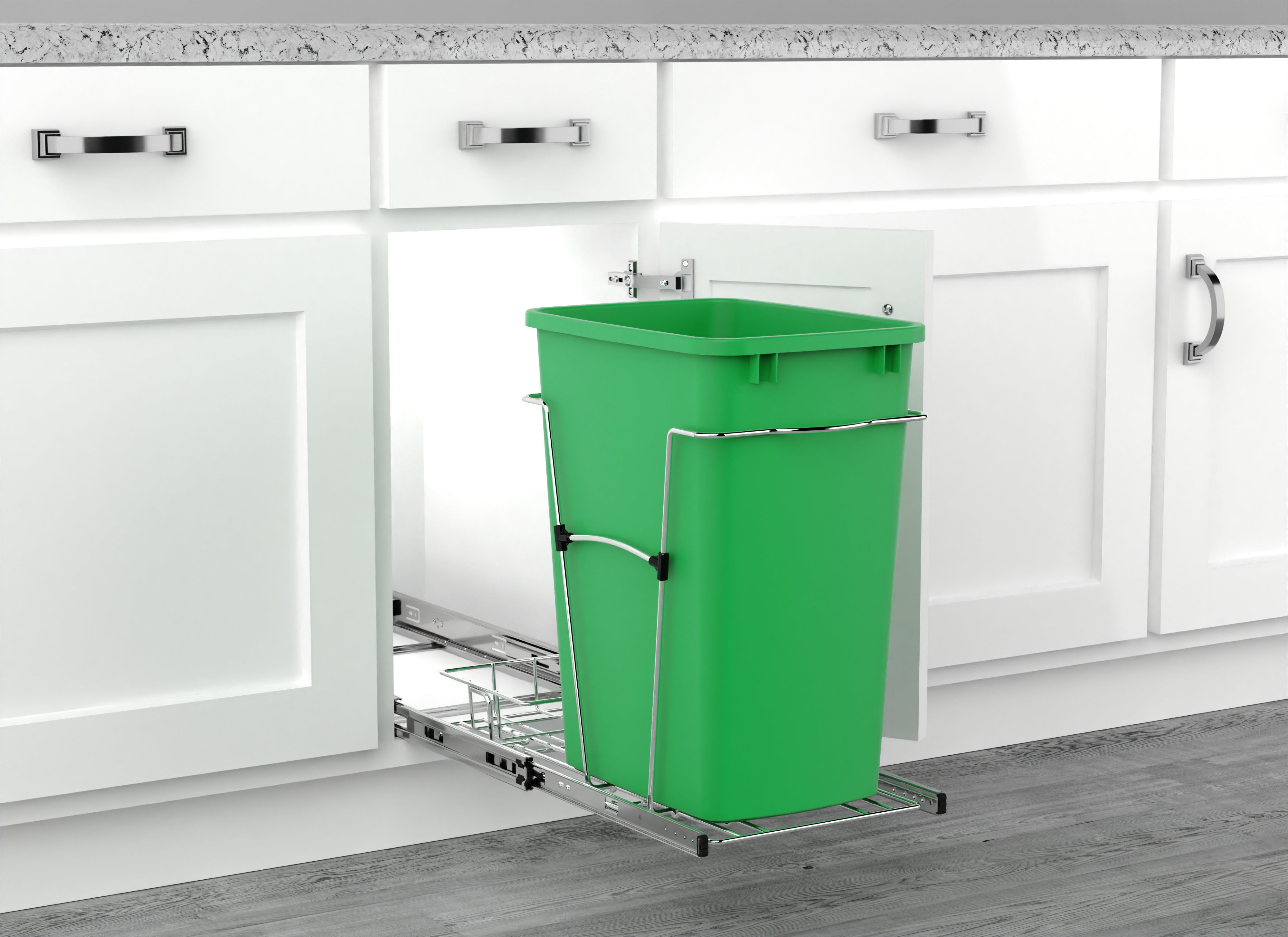 Rev-A-Shelf Pullout Trash Can 35 qt. for Kitchen Cabinets, Green, RV-12KD-19C-S - VMInnovations