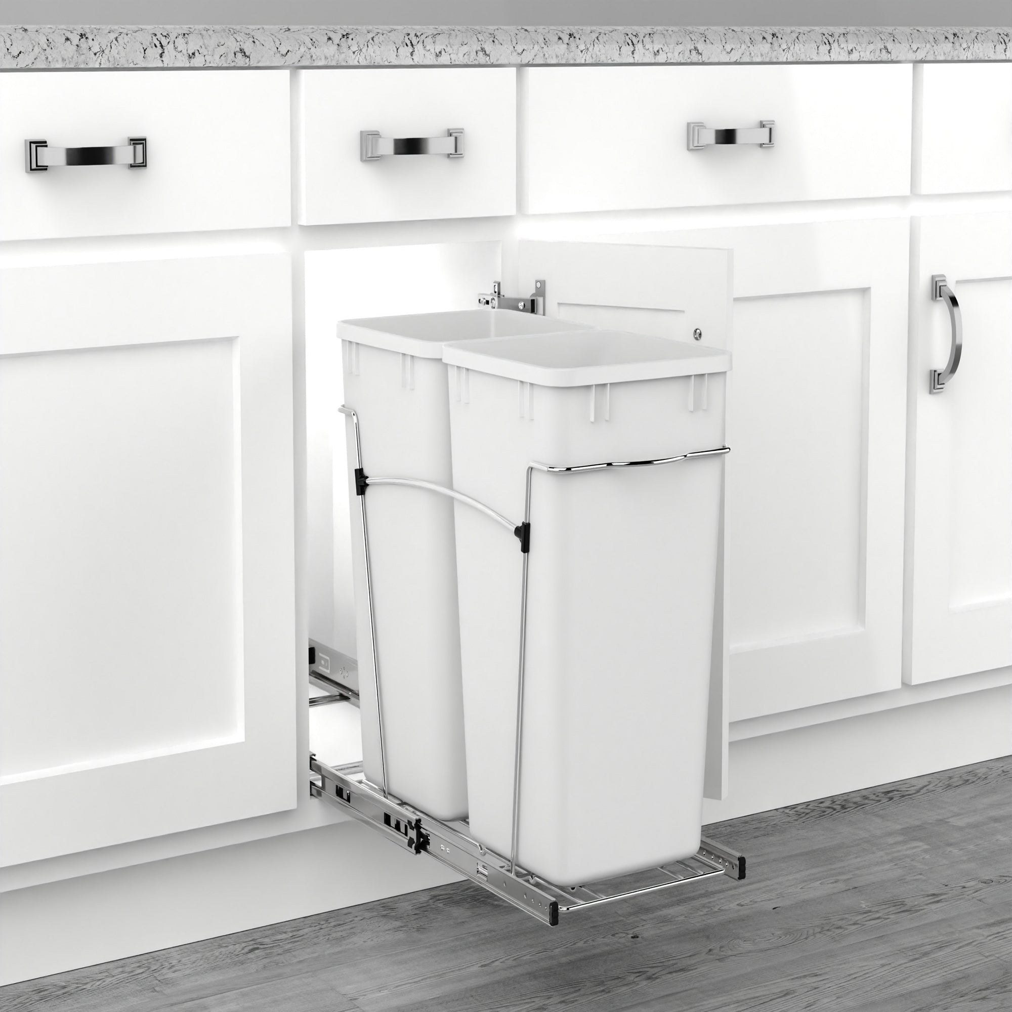 Rev-A-Shelf RV-15KD-11C-S Double 27-Qt Cabinet Pullout Waste Container(Open Box)