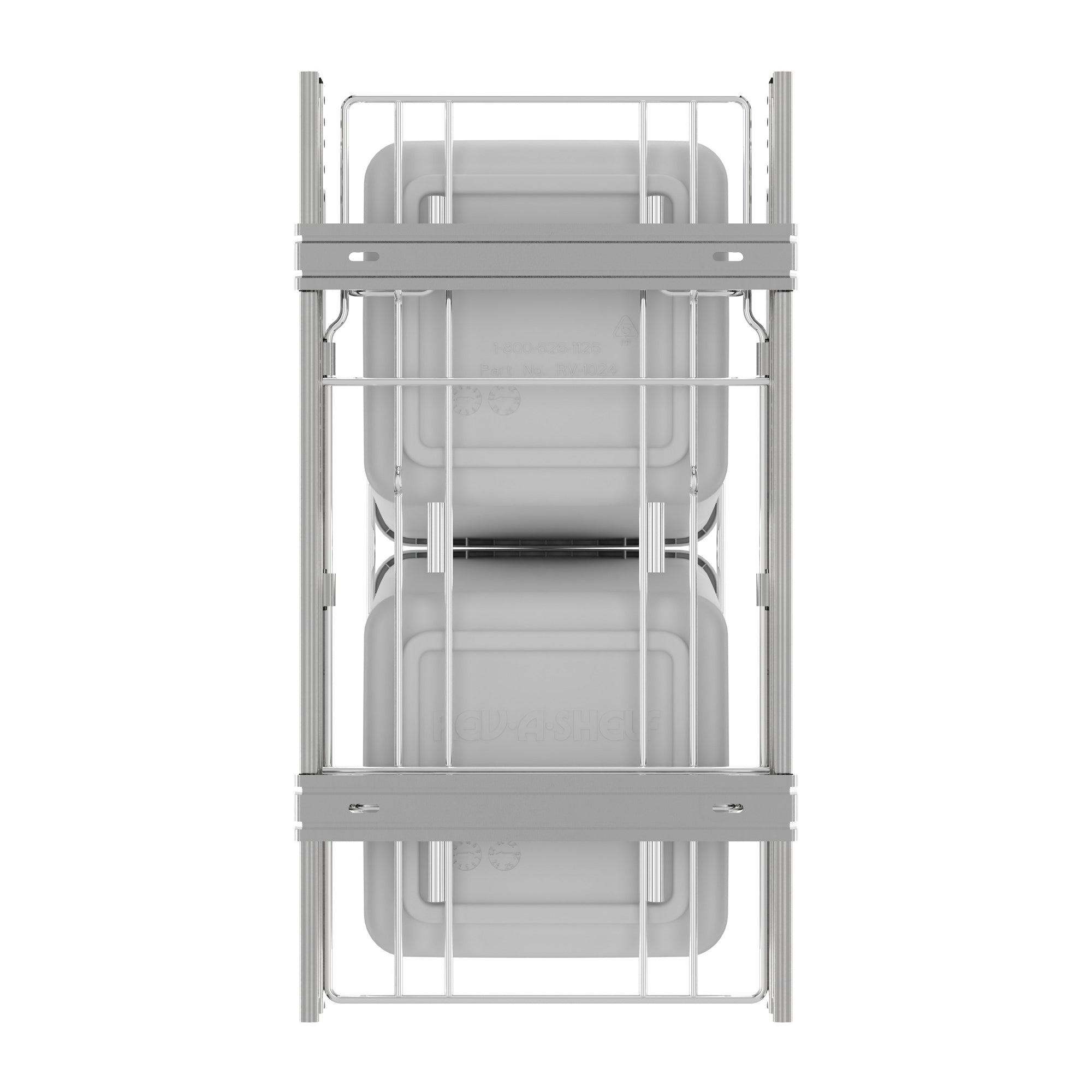 Rev-A-Shelf Double Pullout Trash Cans 27 qt. for Kitchen, White, RV-15KD-11C S