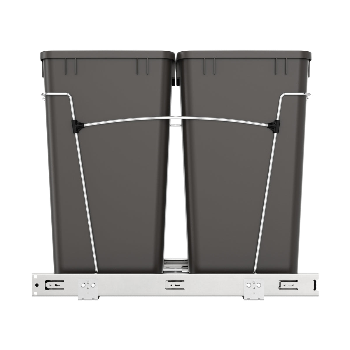 Rev-A-Shelf Double Pullout Trash Can 27 qt. for Kitchen, Gray, RV-15KD-13C-S - VMInnovations
