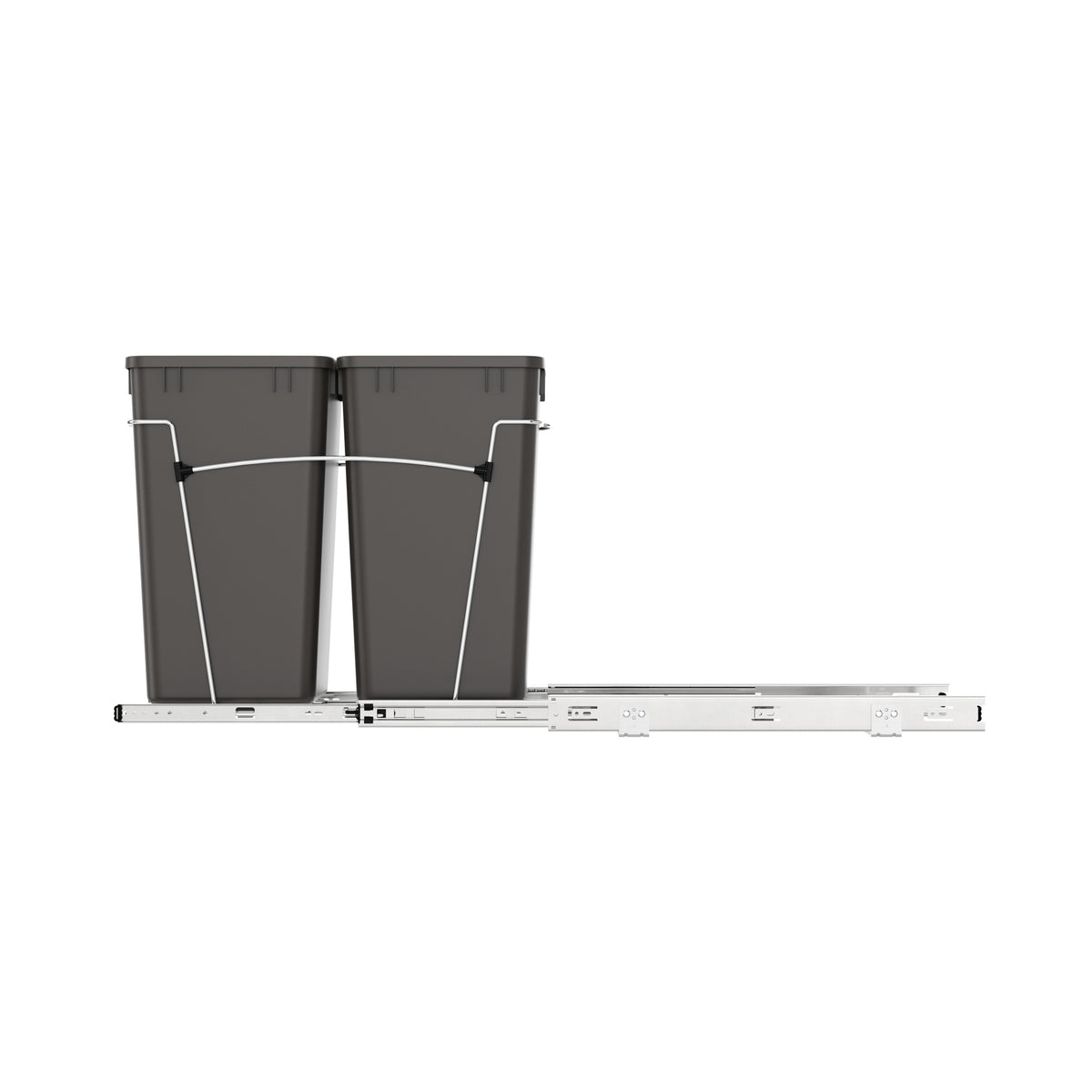 Rev-A-Shelf Double Pullout Trash Can 27 qt. for Kitchen, Gray, RV-15KD-13C-S - VMInnovations