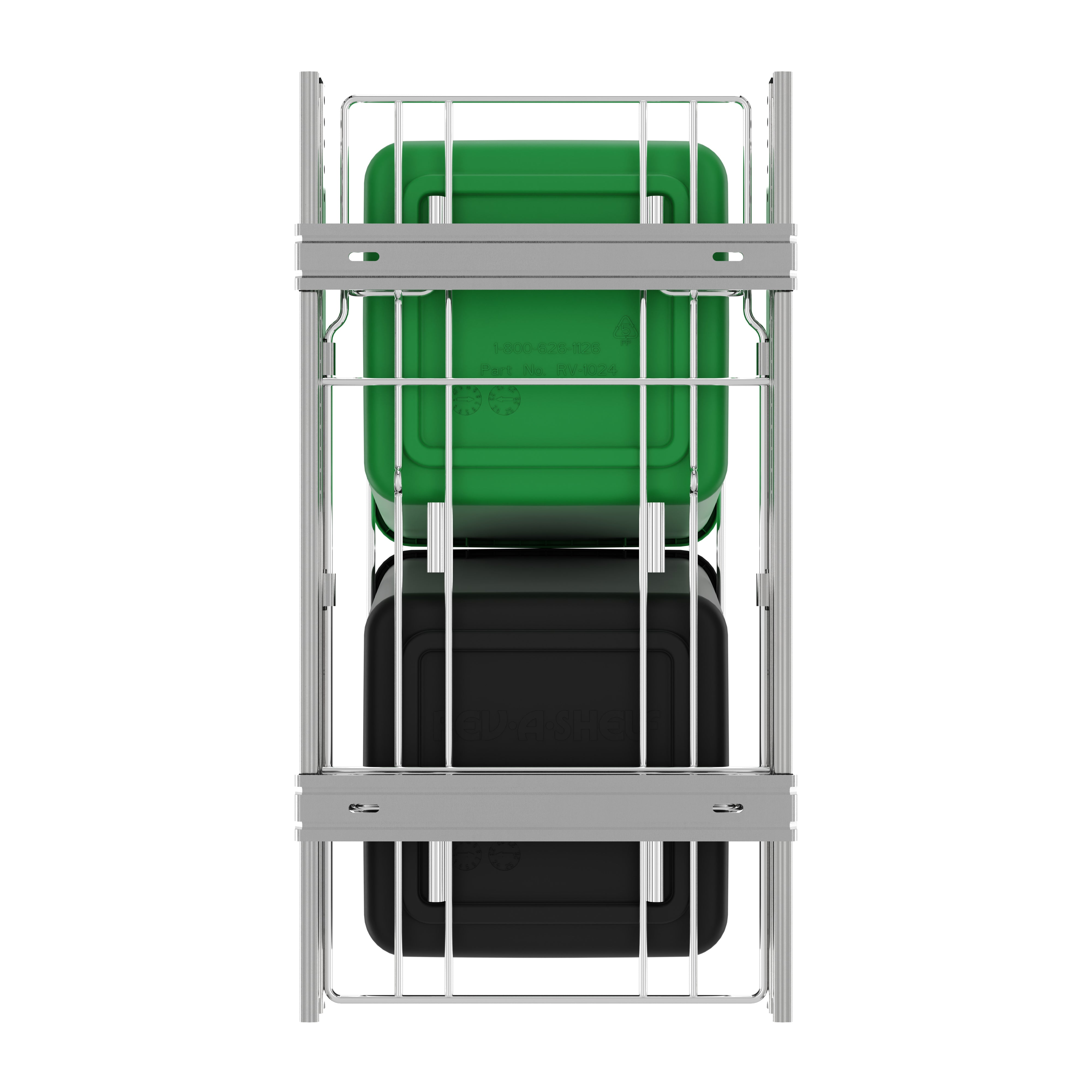 Rev-A-Shelf Double Pullout Trash Can 27 qt. for Kitchen, Green, RV-15KD-1918C-S