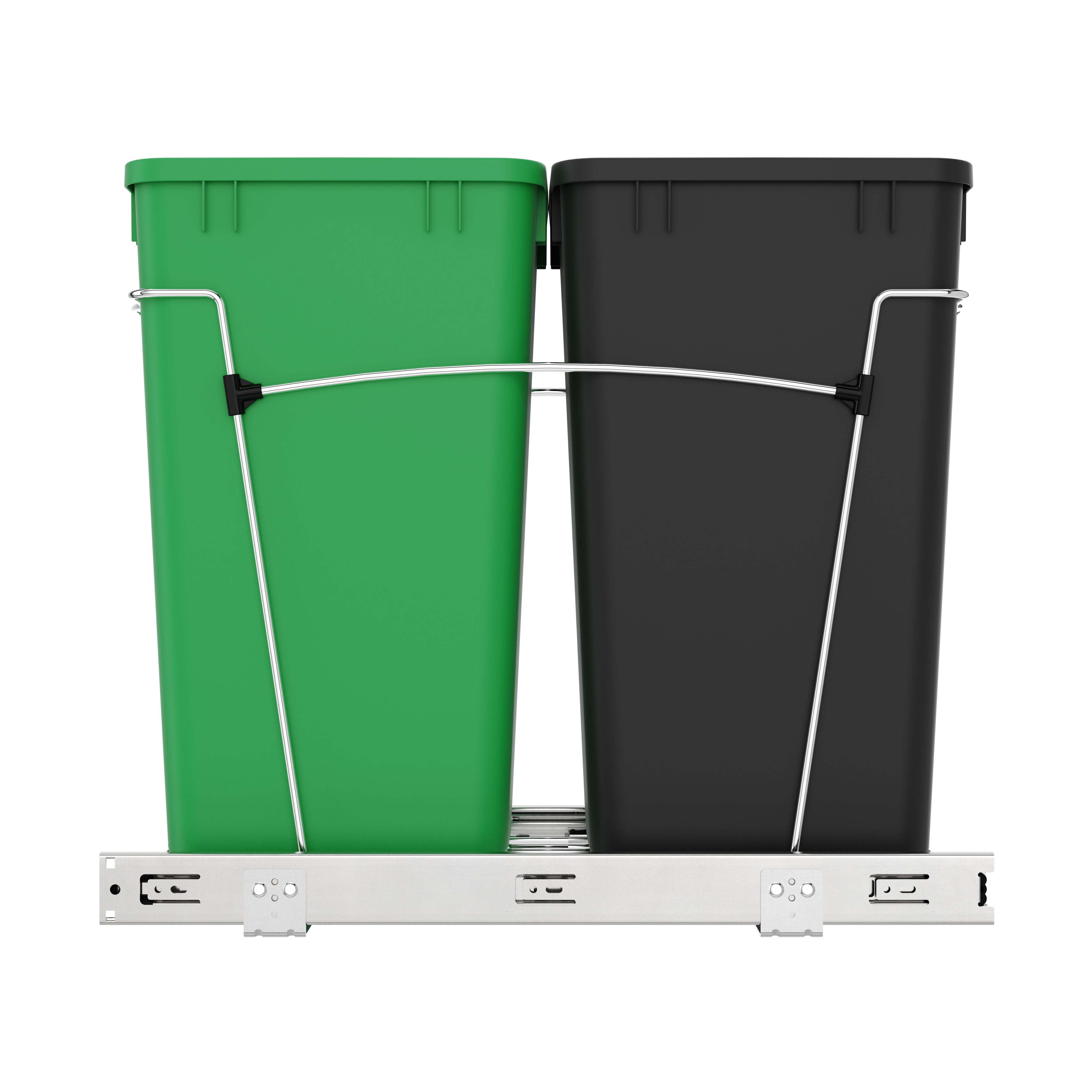 Rev-A-Shelf Double Pullout Trash Can 27 qt. for Kitchen, Green, RV-15KD-1918C-S - VMInnovations