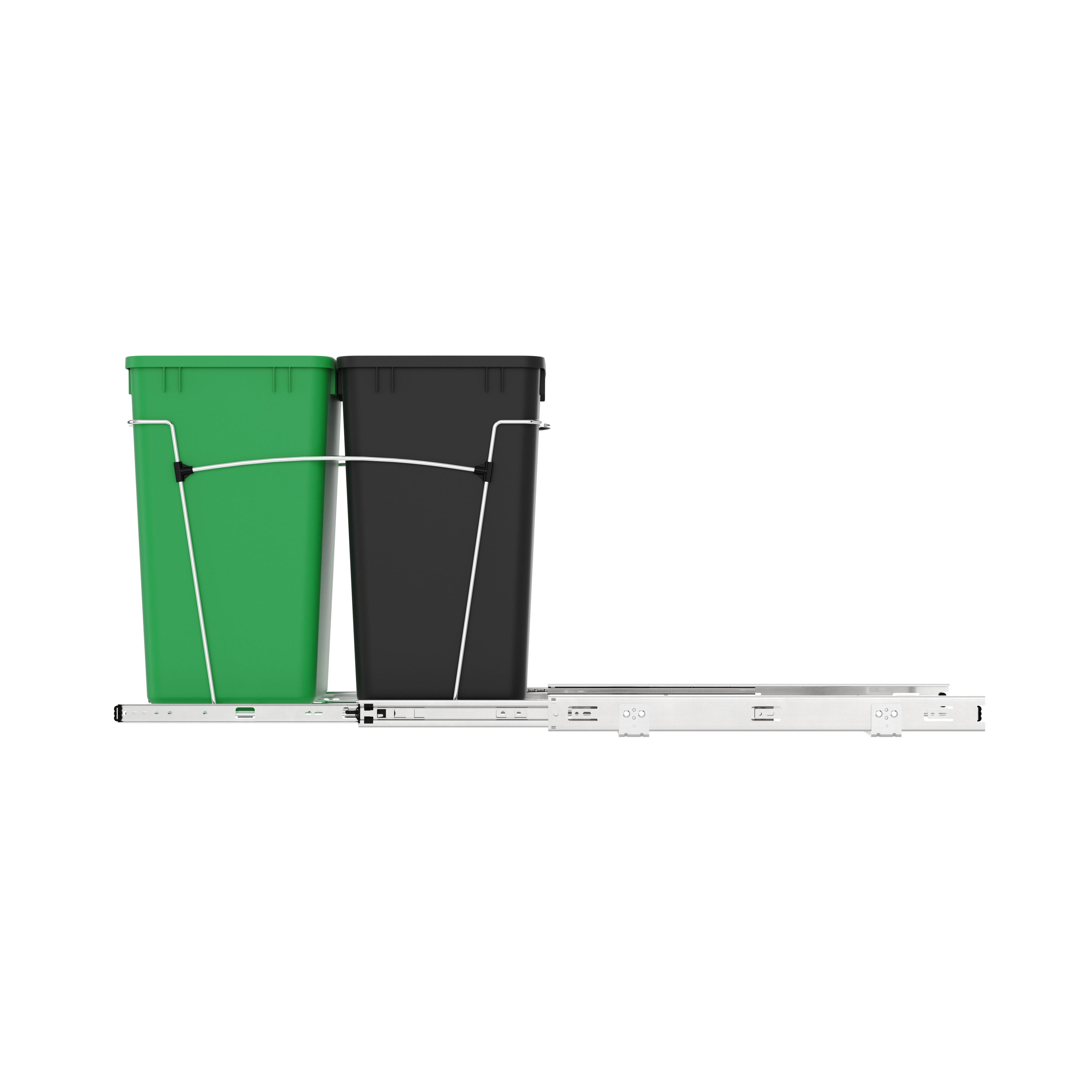 Rev-A-Shelf Double Pullout Trash Can 27 qt. for Kitchen, Green, RV-15KD-1918C-S - VMInnovations
