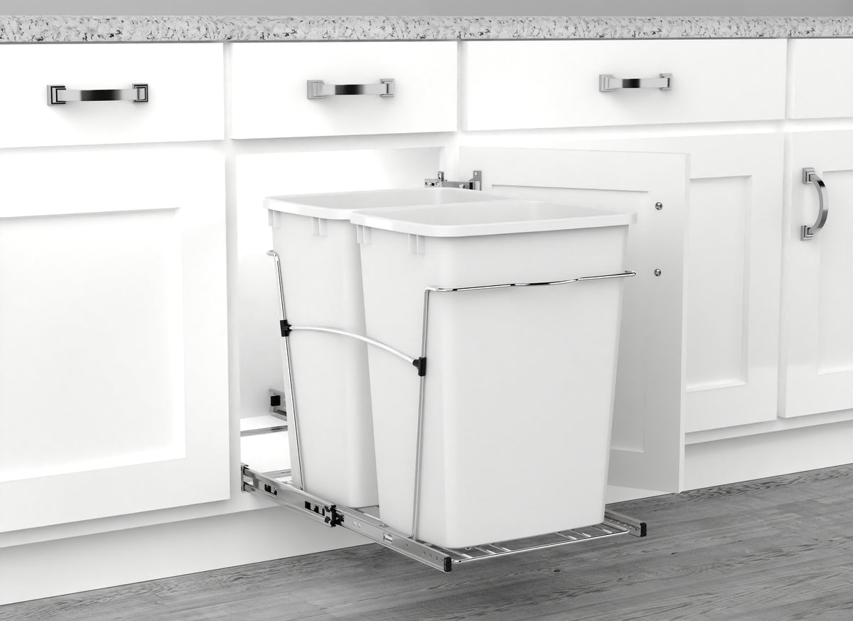 Rev-A-Shelf Sidelines Double 35 Qt Pull Out Trash Waste Containers (Used)