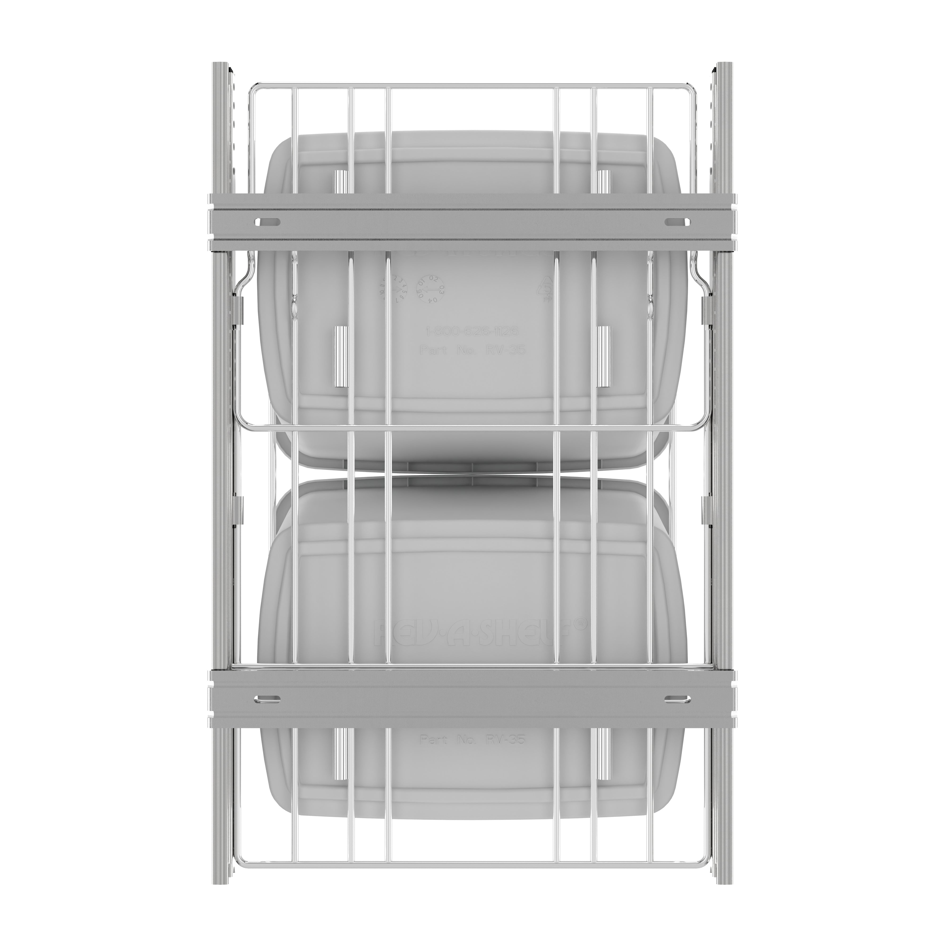 Rev-A-Shelf Double Pullout Trash Can 35 qt. for Kitchen, White, RV-18KD-11C S - VMInnovations