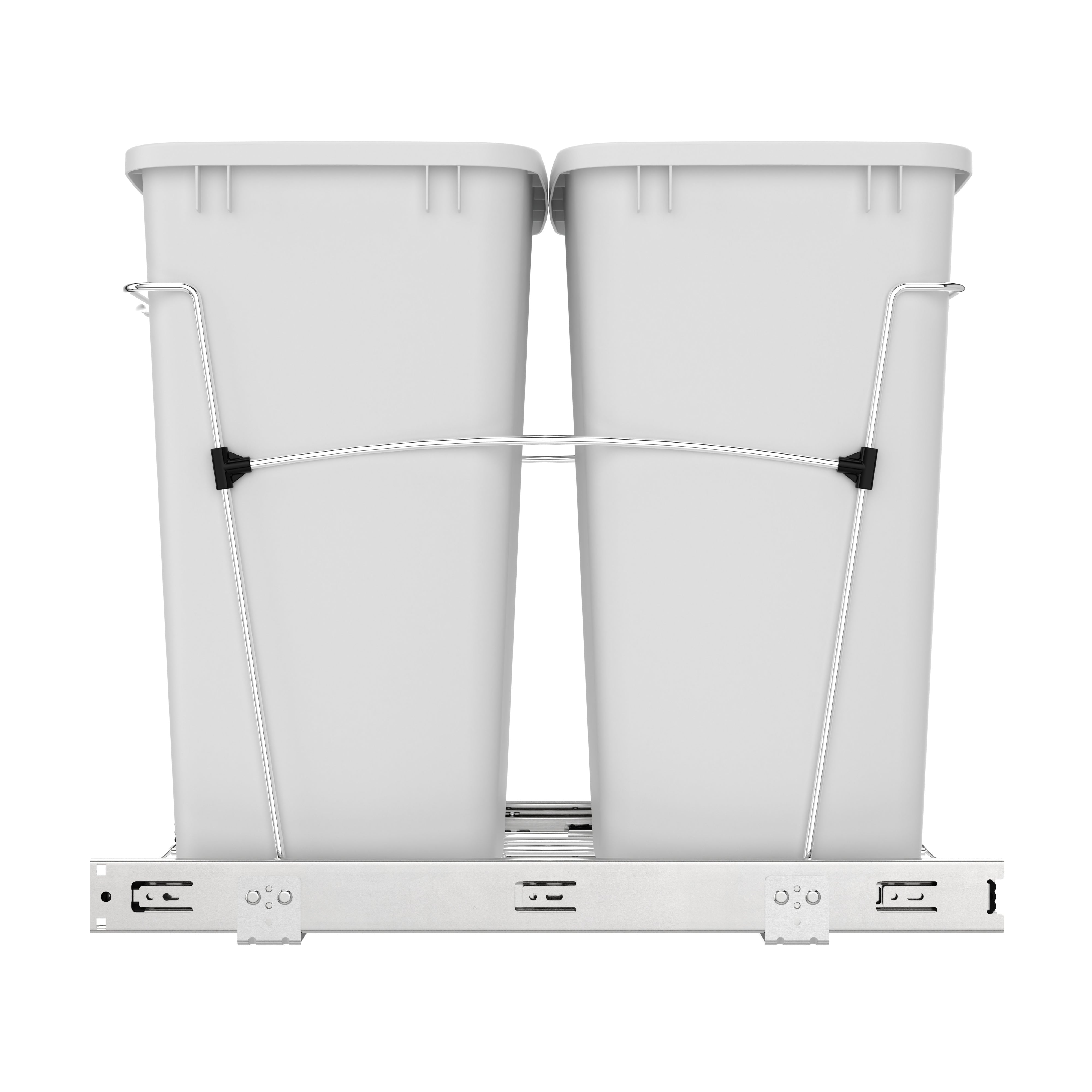Rev-A-Shelf Double Pullout Trash Can 35 qt. for Kitchen, White, RV-18KD-11C S - VMInnovations
