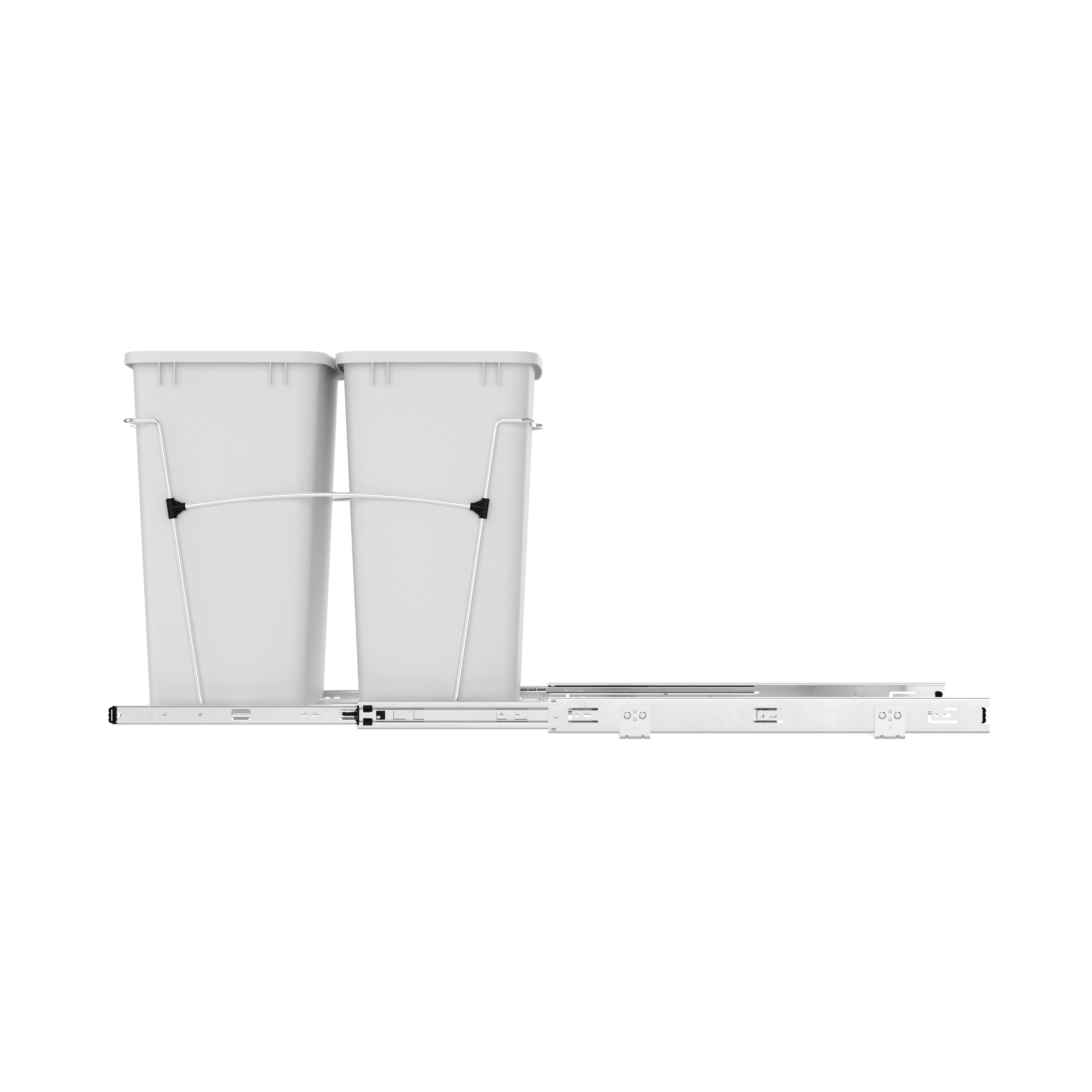 Rev-A-Shelf Double Pullout Trash Can 35 qt. for Kitchen, White, RV-18KD-11C S - VMInnovations