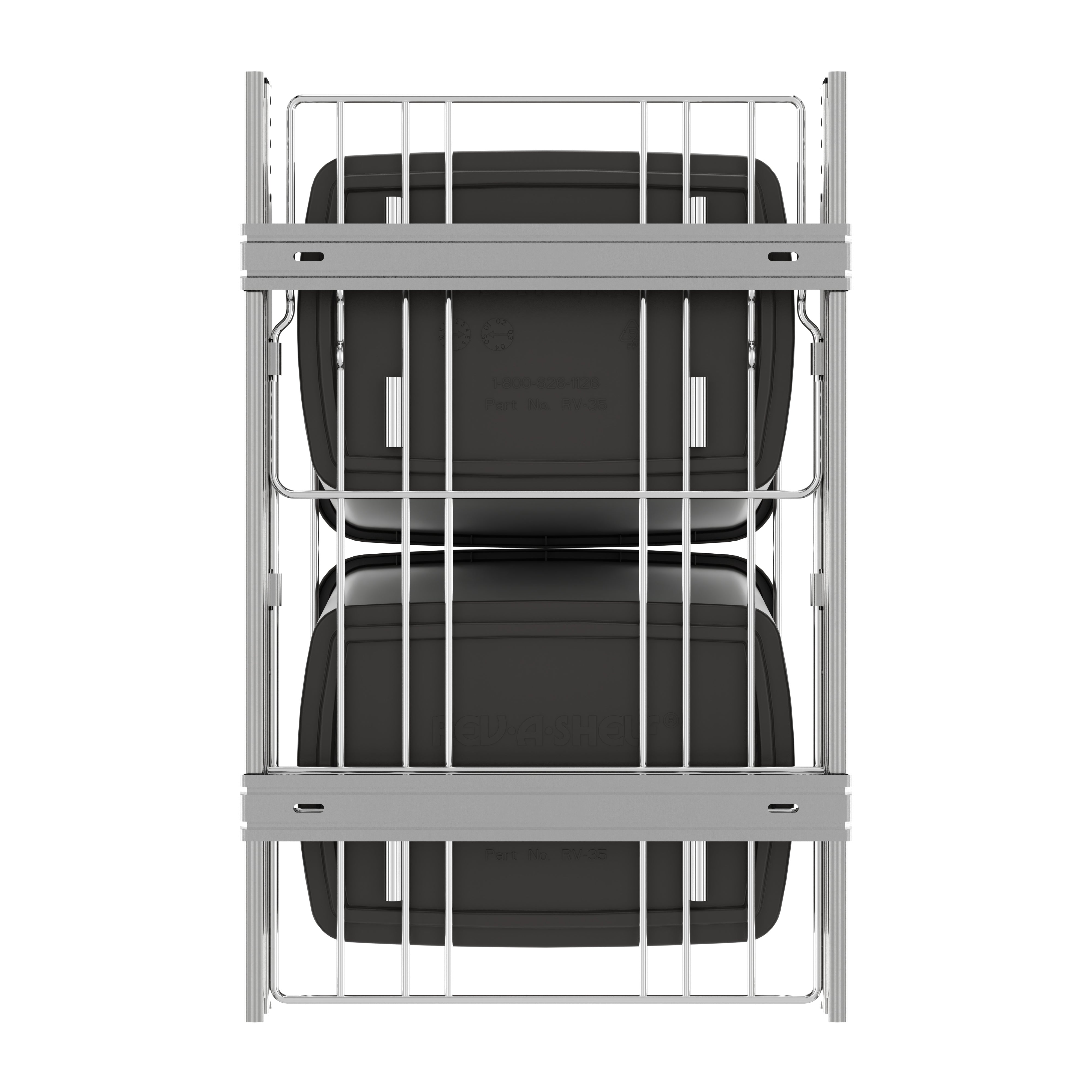 Rev-A-Shelf Double Pullout Trash Can 35 qt. for Kitchen, Gray, RV-18KD-13C-S