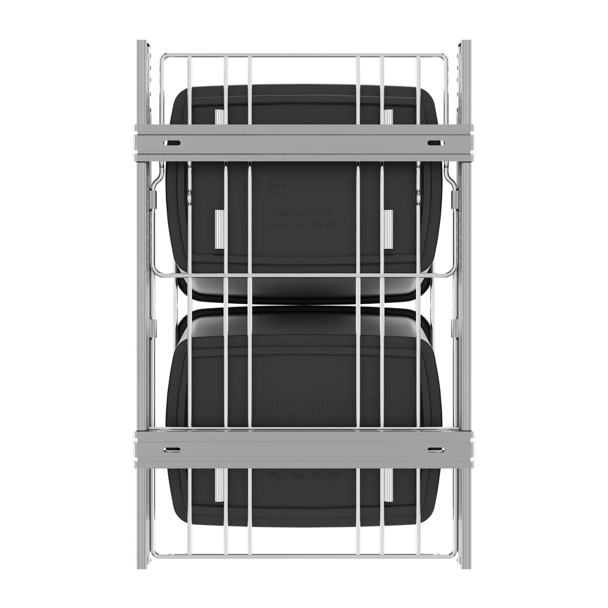 Rev-A-Shelf Double Pullout Trash Can 35 qt. for Kitchen, Gray, RV-18KD-13C-S