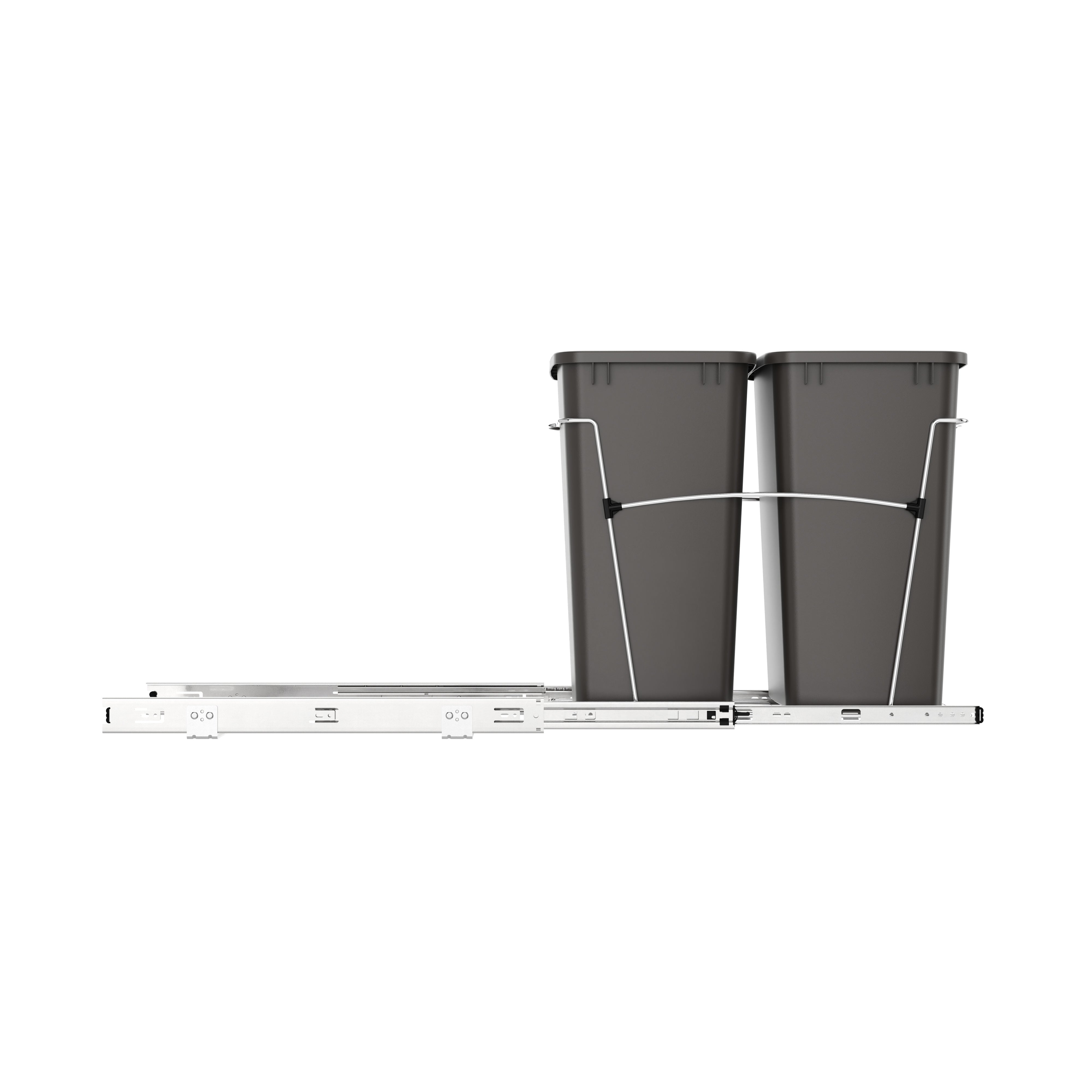 Rev-A-Shelf Double Pullout Trash Can 35 qt. for Kitchen, Gray, RV-18KD-13C-S - VMInnovations