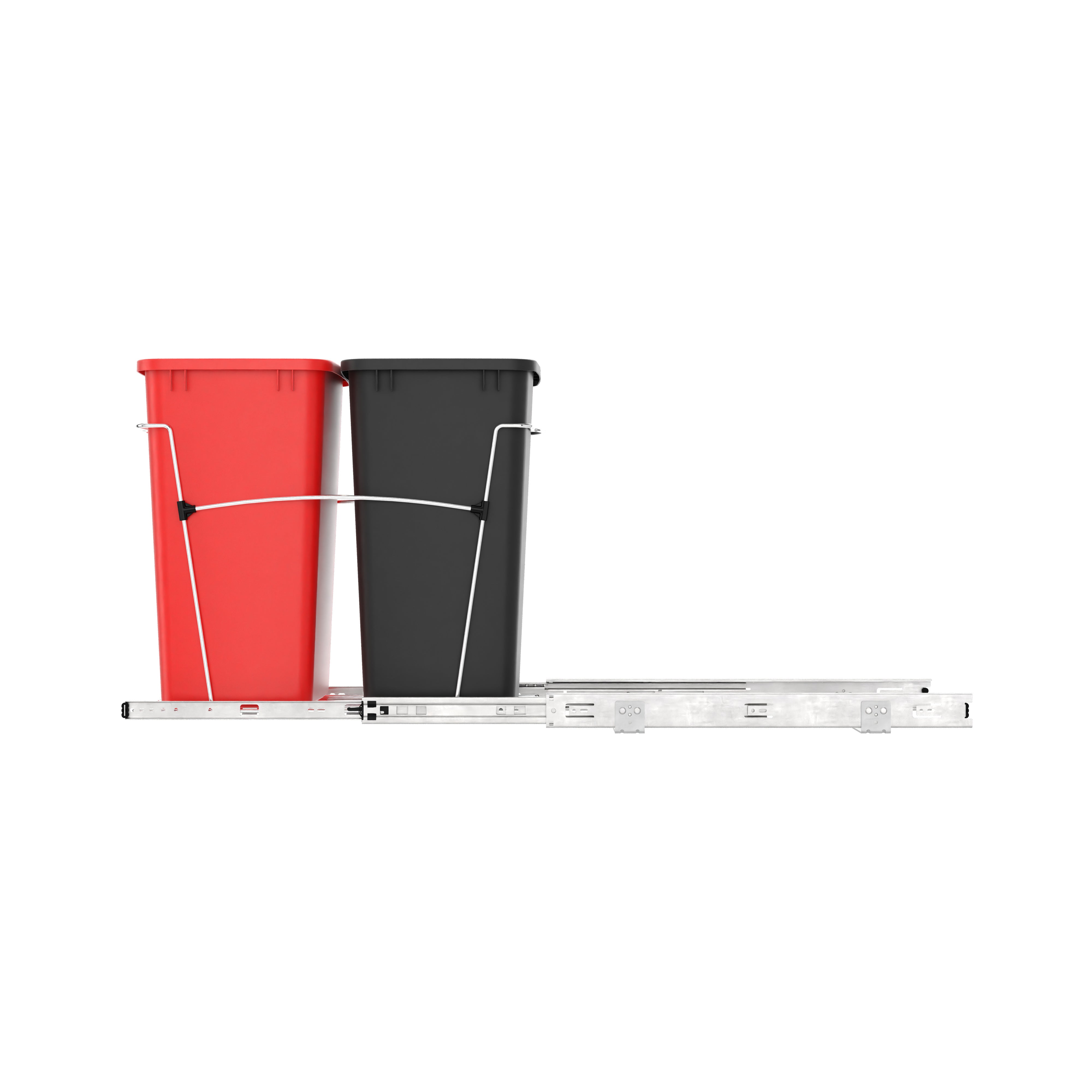Rev-A-Shelf Double Pullout Trash Can 35 qt. for Kitchen, Red, RV-18KD-1618C-S - VMInnovations