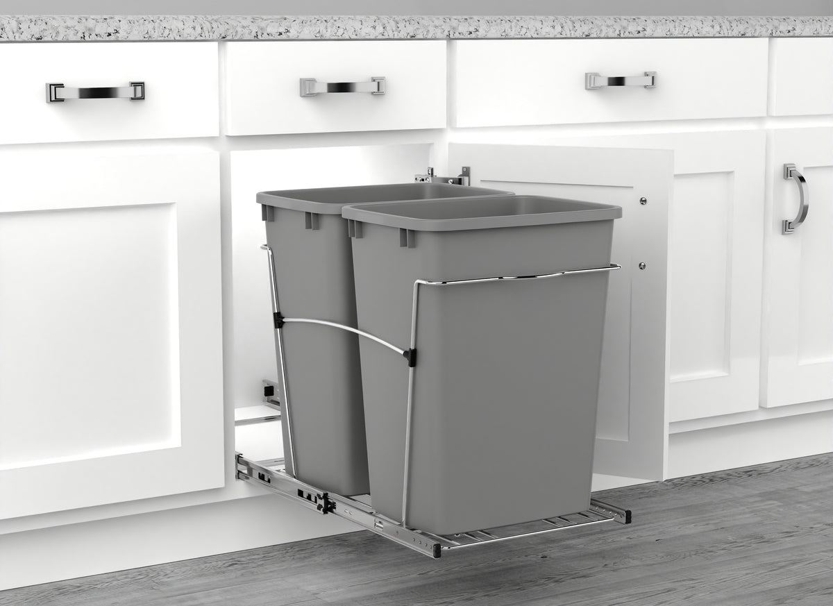Rev-A-Shelf RV-18KD-17C S Double 35 Qt Pull-Out Waste Bin Containers (Open Box)