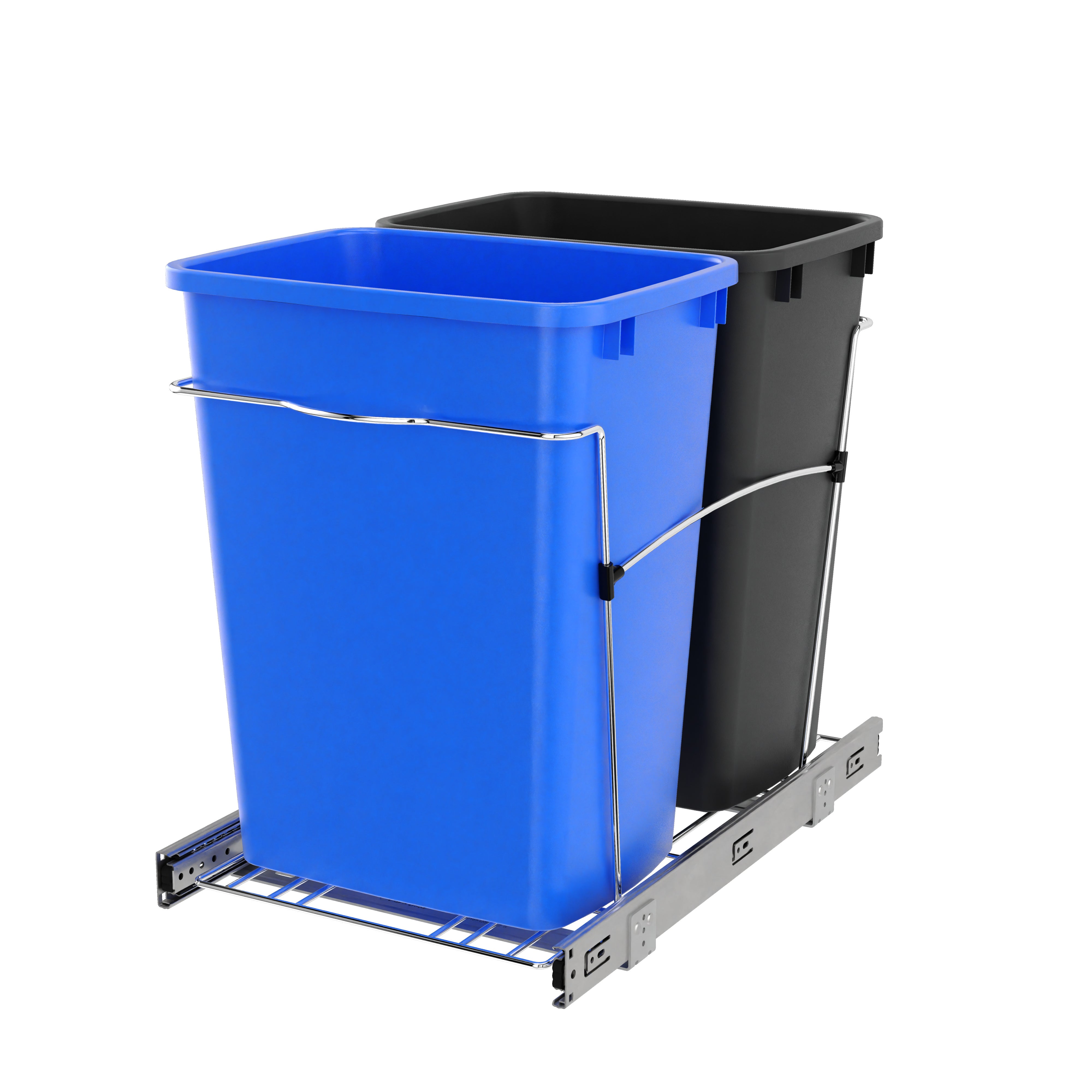 Rev-A-Shelf Double Pullout Trash Can 35 qt. for Kitchen, RV-18KD-2218C-S - VMInnovations