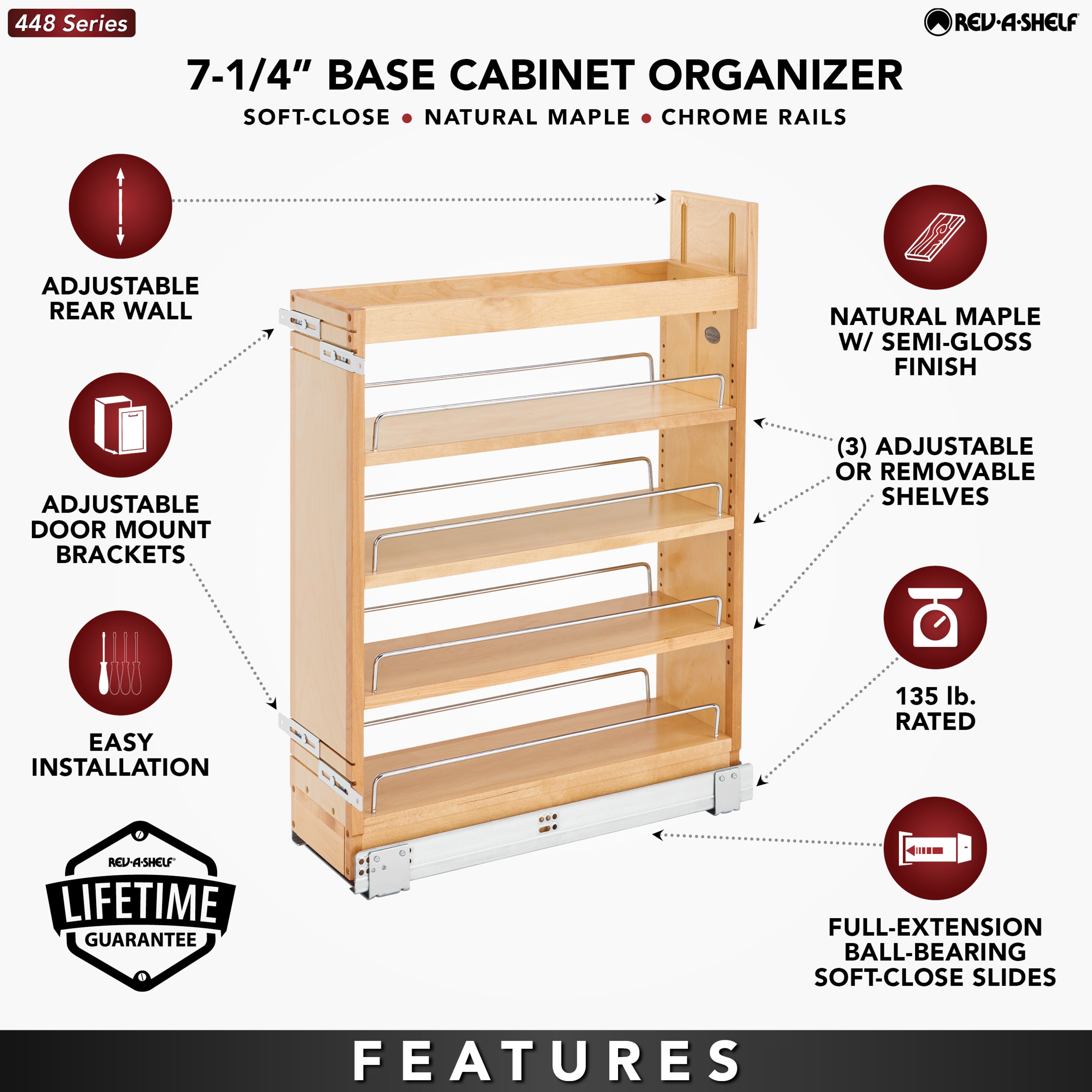 Rev-A-Shelf 11.71" Pullout Kitchen Cabinet Drawer w/ Soft-close, 4WDB-1219SC-1