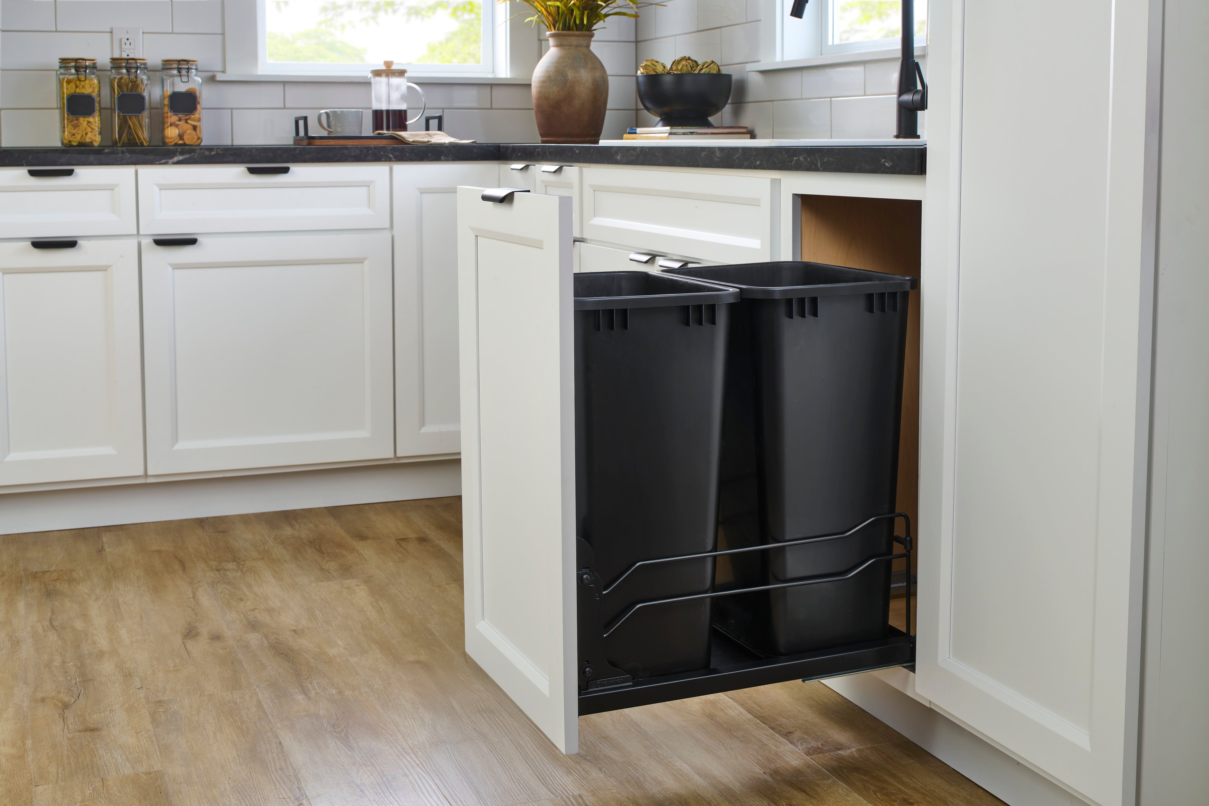 Rev-A-Shelf Double Pullout Kitchen Trash Can 50 qt. Soft-Close 53WC-2150SCDM-218
