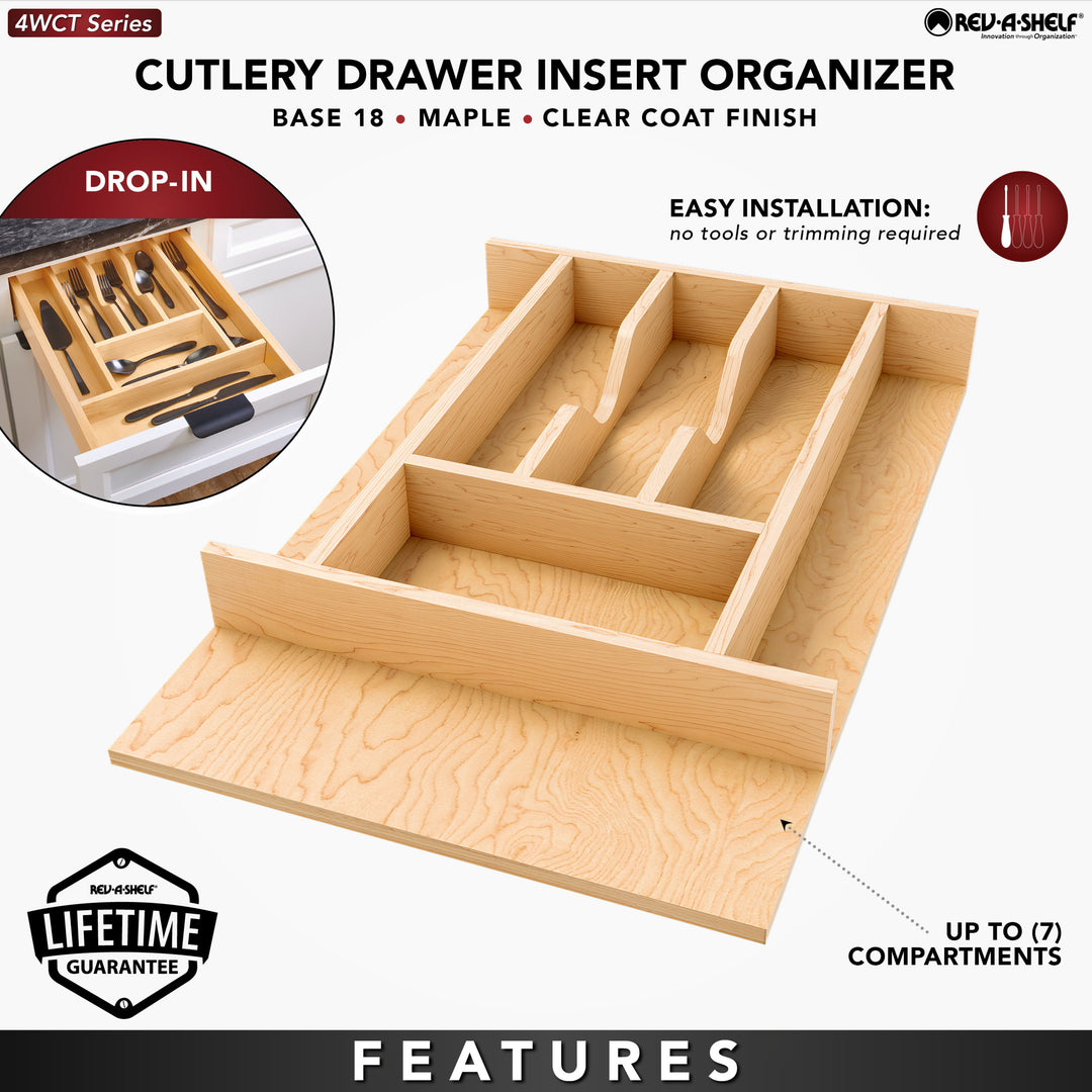 Rev-A-Shelf Natural Maple Right Size Utensil Drawer Insert, 13-1/4" x 19-1/2"