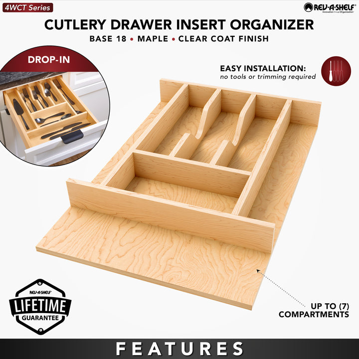 Rev-A-Shelf Natural Maple Right Size Utensil Drawer Insert, 13-1/4" x 19-1/2"