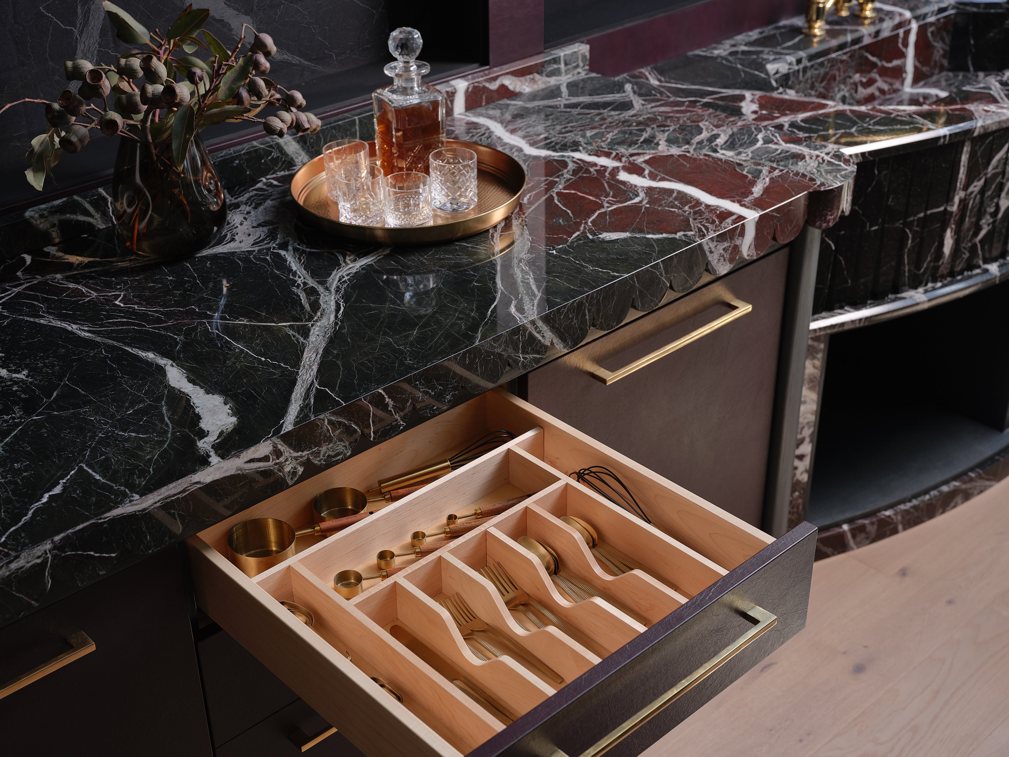 Rev-A-Shelf 9 Cutlery Compartment Tray Cabinet Insert Tall, Maple, 4WCT-3 - VMInnovations