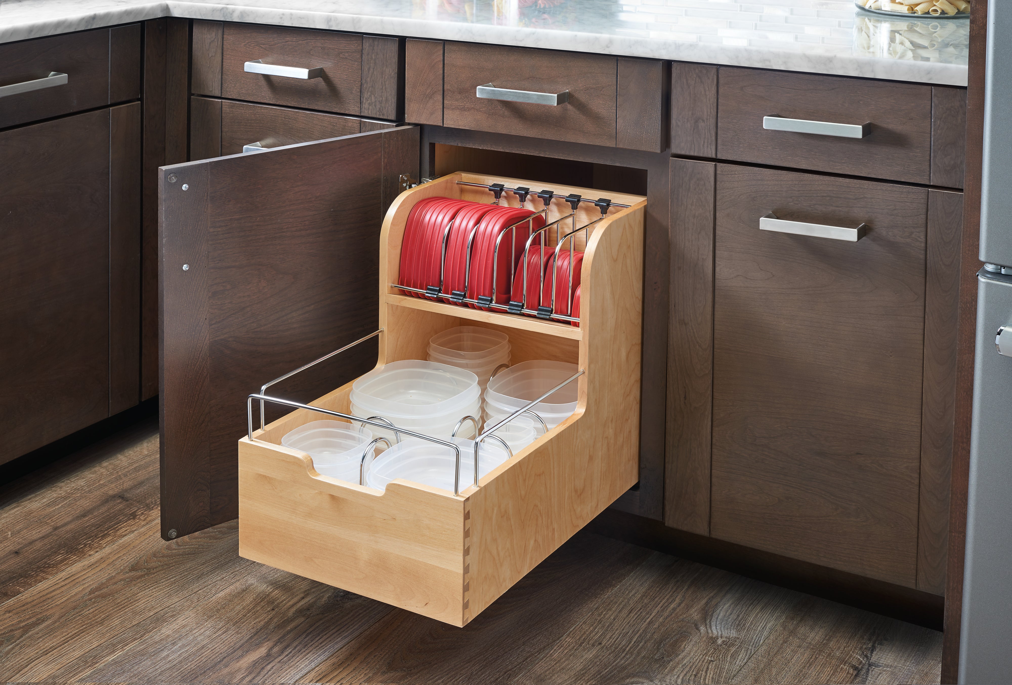 Rev-A-Shelf Food Storage Container Organizer w/ Soft-close, Natural, 4FSCO-18SC-1