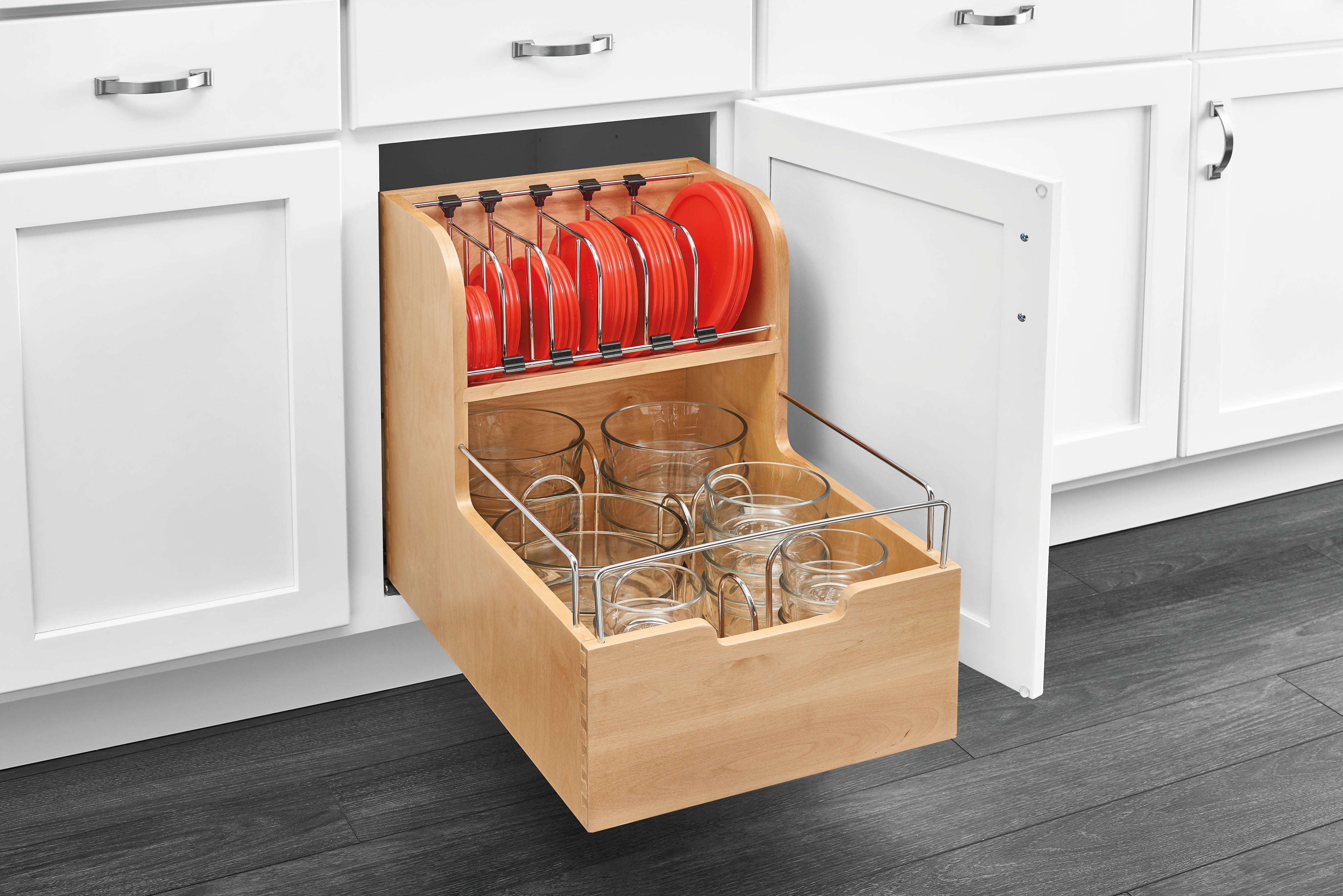 Rev-A-Shelf Food Storage Container Organizer w/ Soft-close, Natural, 4FSCO-18SC-1