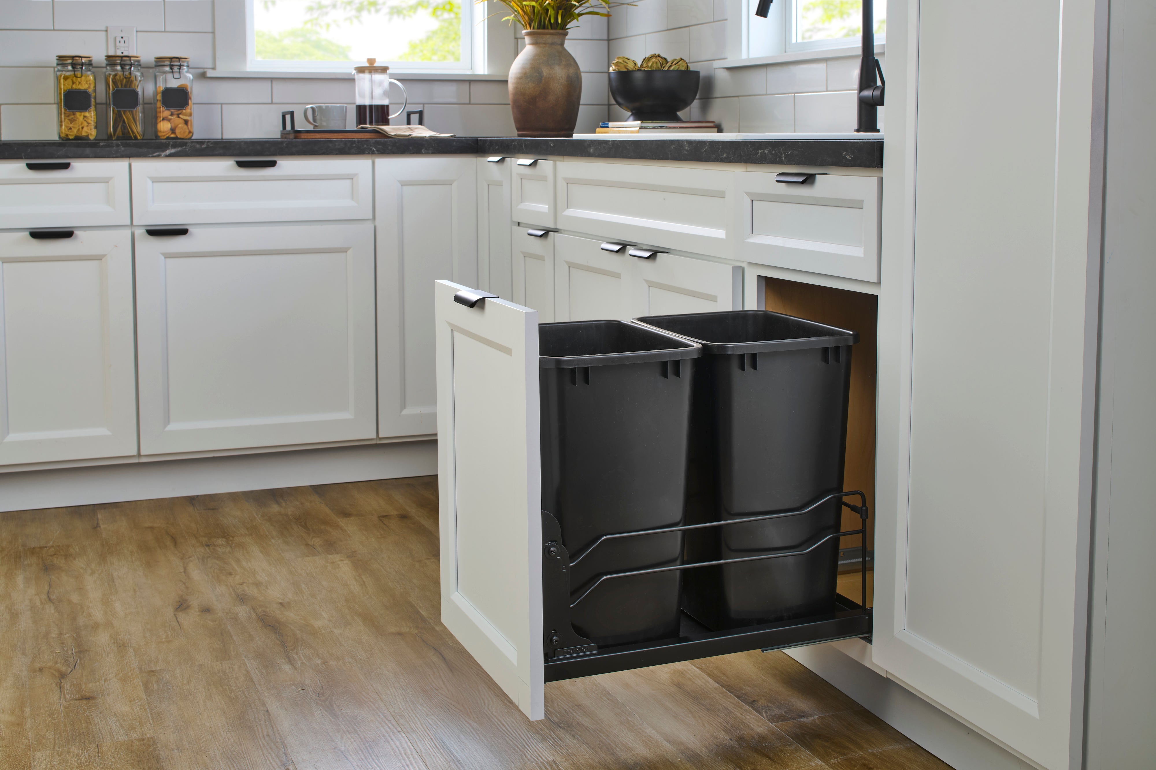 Rev-A-Shelf Double Pullout Kitchen Trash Can 35 qt. Soft-Close 53WC-1835SCDM-218
