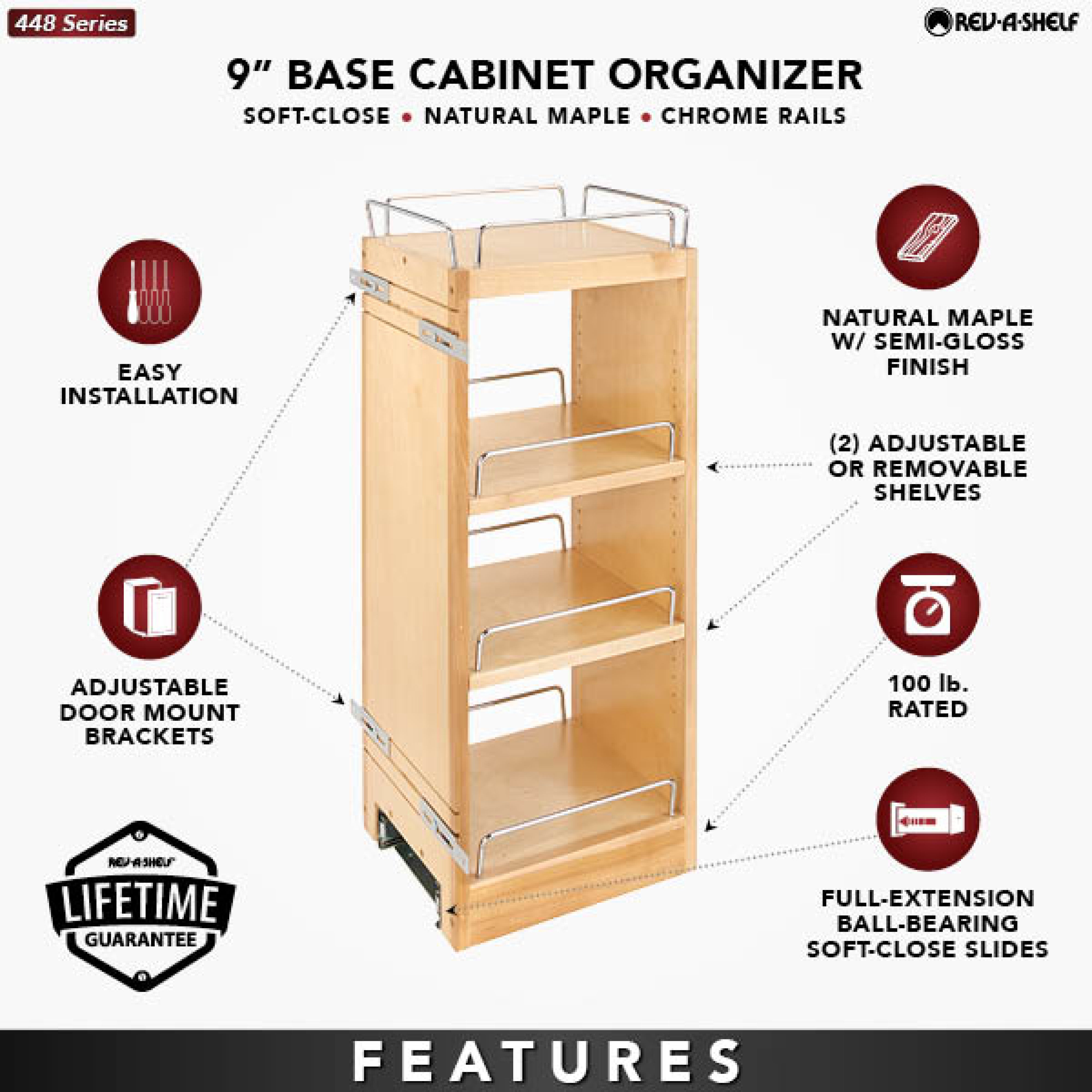 Rev-A-Shelf Pullout Kitchen Trash Can 50 qt. with Soft-Close, 53WC-1550SCDM-118