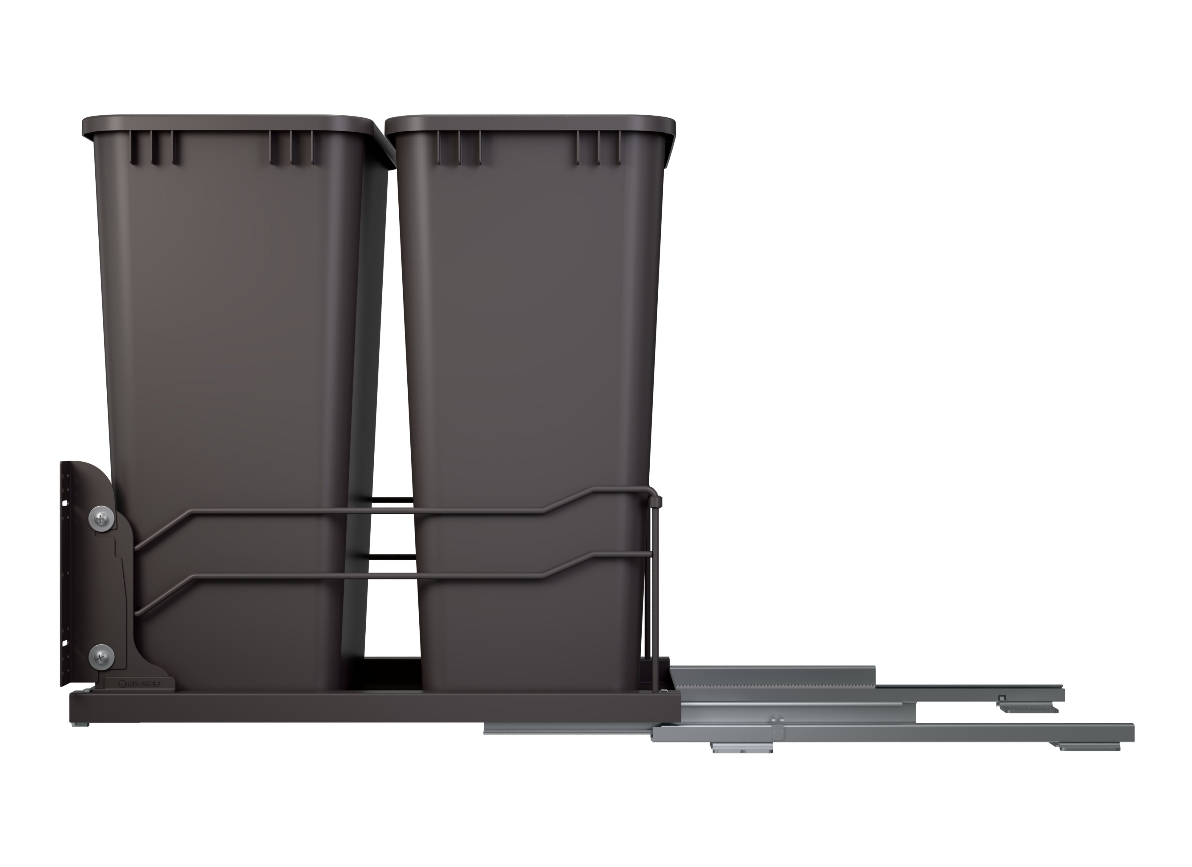 Rev-A-Shelf Double Pullout Trash Can 50 qt. with Soft-close, 53WC-2150SCDM-213 - VMInnovations