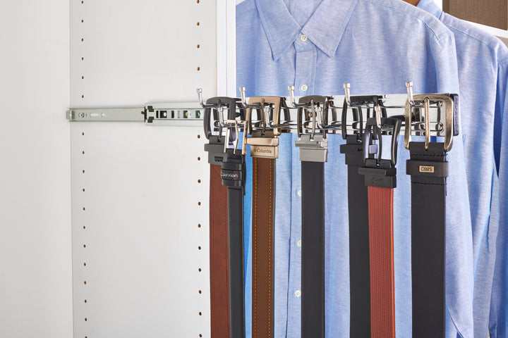 Rev-A-Shelf 14" Pullout Belt Rack Closet Storage Organizer, Chrome, BRC-14CR