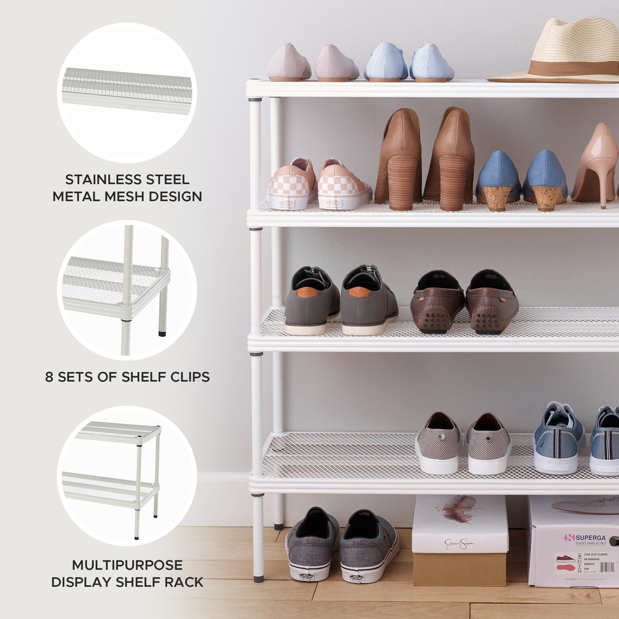 Design Ideas MeshWorks 2 Tier Full-Size Storage Shelving Unit Rack, Open Box) - VMInnovations