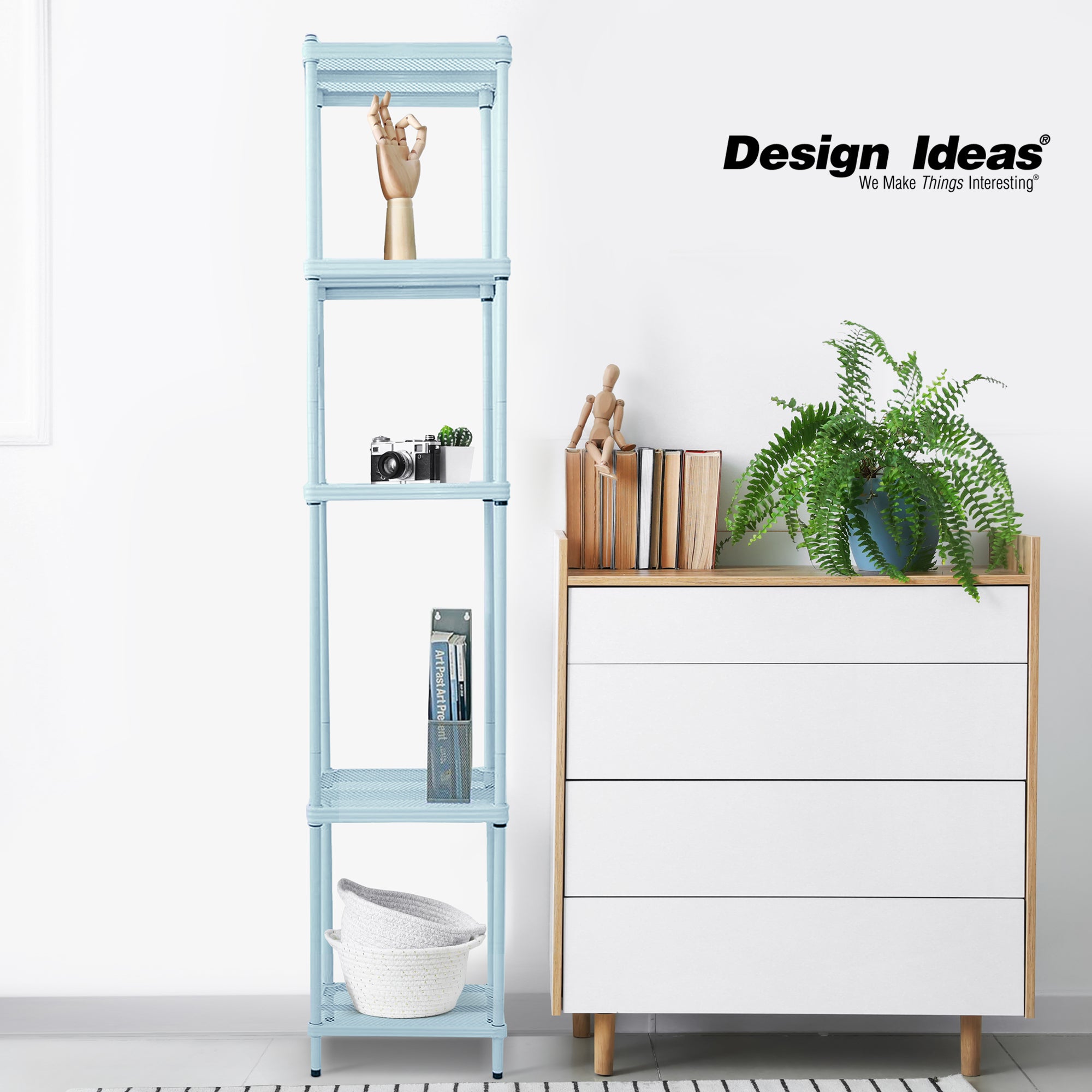 Design Ideas MeshWorks 5 Tier Tower Metal Storage Shelving Unit Rack (Open Box) - VMInnovations