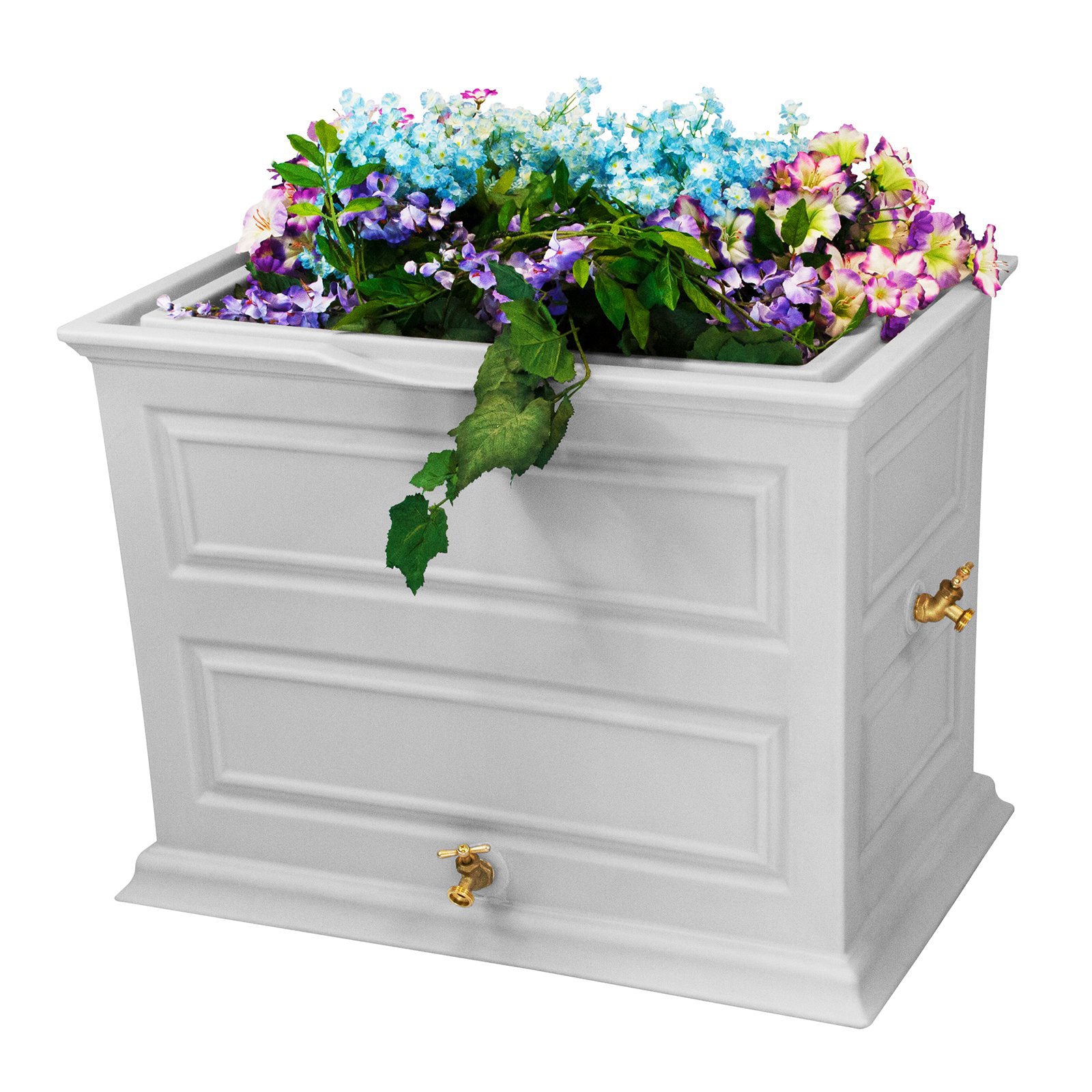 Good Ideas Savannah 50 Gal Colonial Rain Barrel Planter w/ Brass Spigot (2 Pack) - VMInnovations