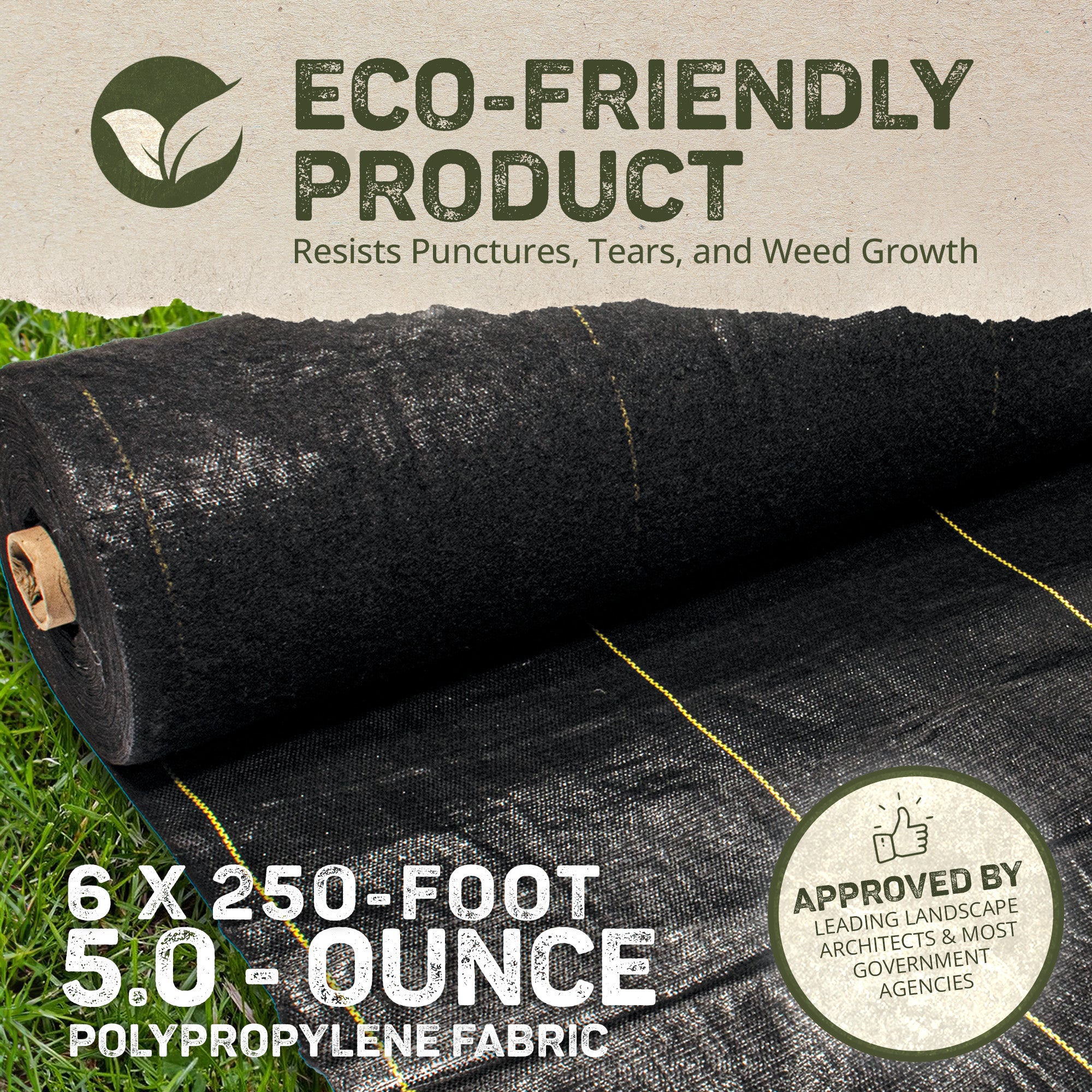 DeWitt P6 Pro 5 Commercial Landscape 5-Oz Weed Barrier Fabric, 6 x 250' (4 Pack) - VMInnovations
