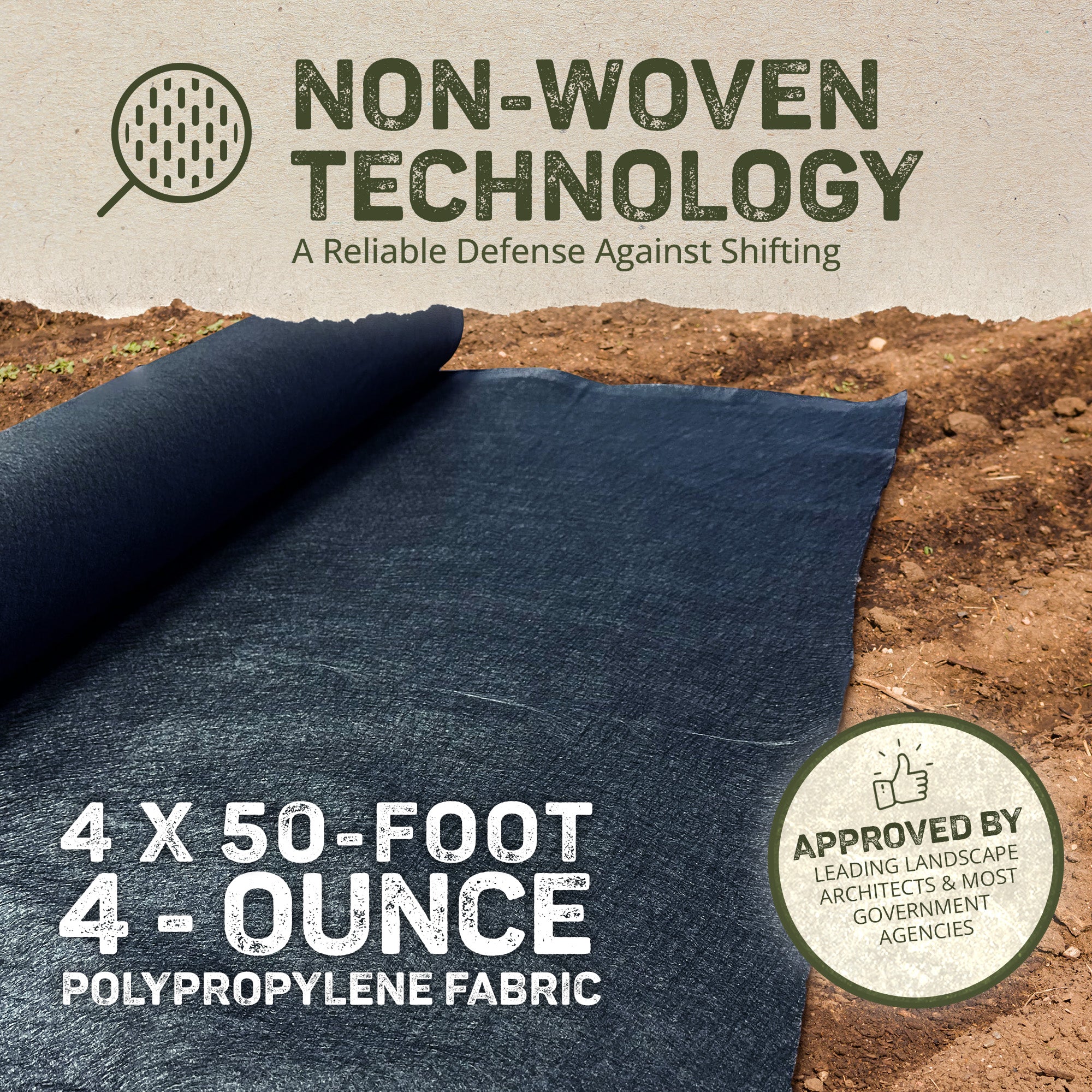 DeWitt Non Woven 4 Oz Filter Fabric Patio or Sidewalk Protection Cover, 4' x 50' - VMInnovations