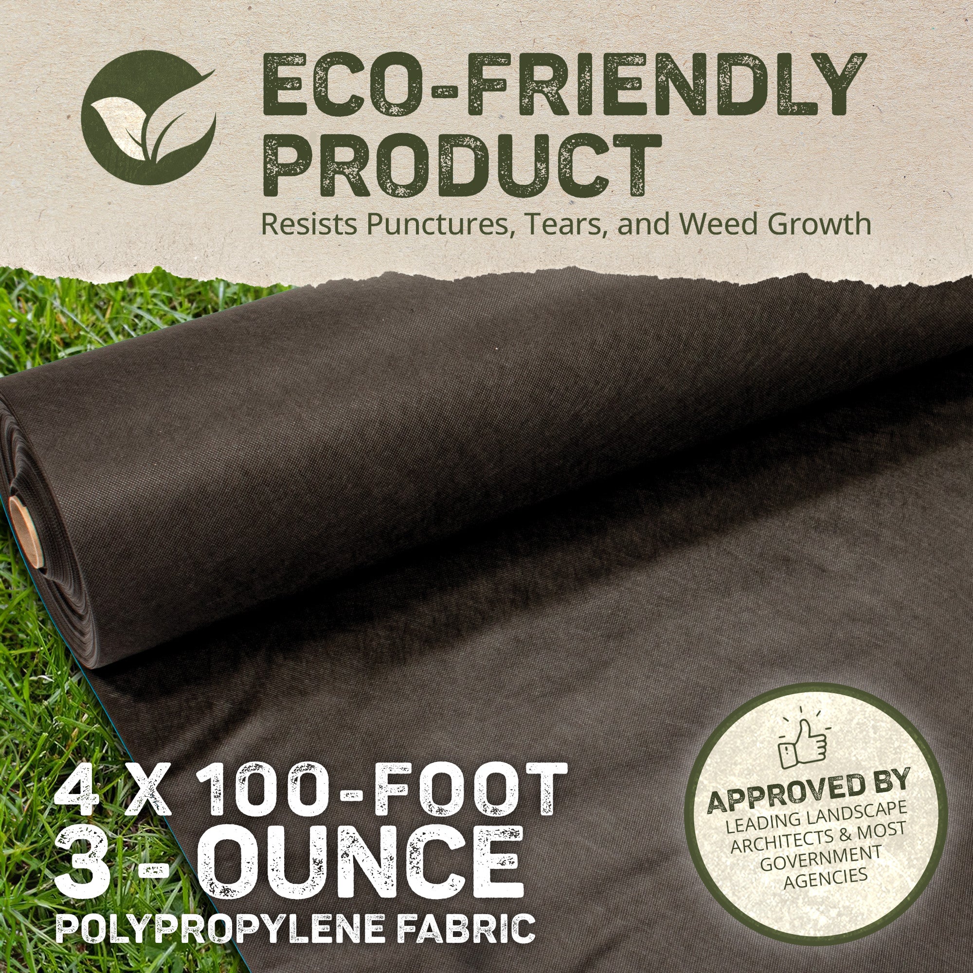 DeWitt Weed Barrier Pro 3oz 4' x 100' Weed Barrier Landscape Fabric Ground Cover