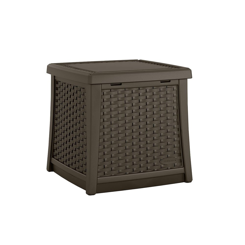 Suncast 13 Gal. Resin Patio End Table & Suncast 73 Gal. Resin Deck Box