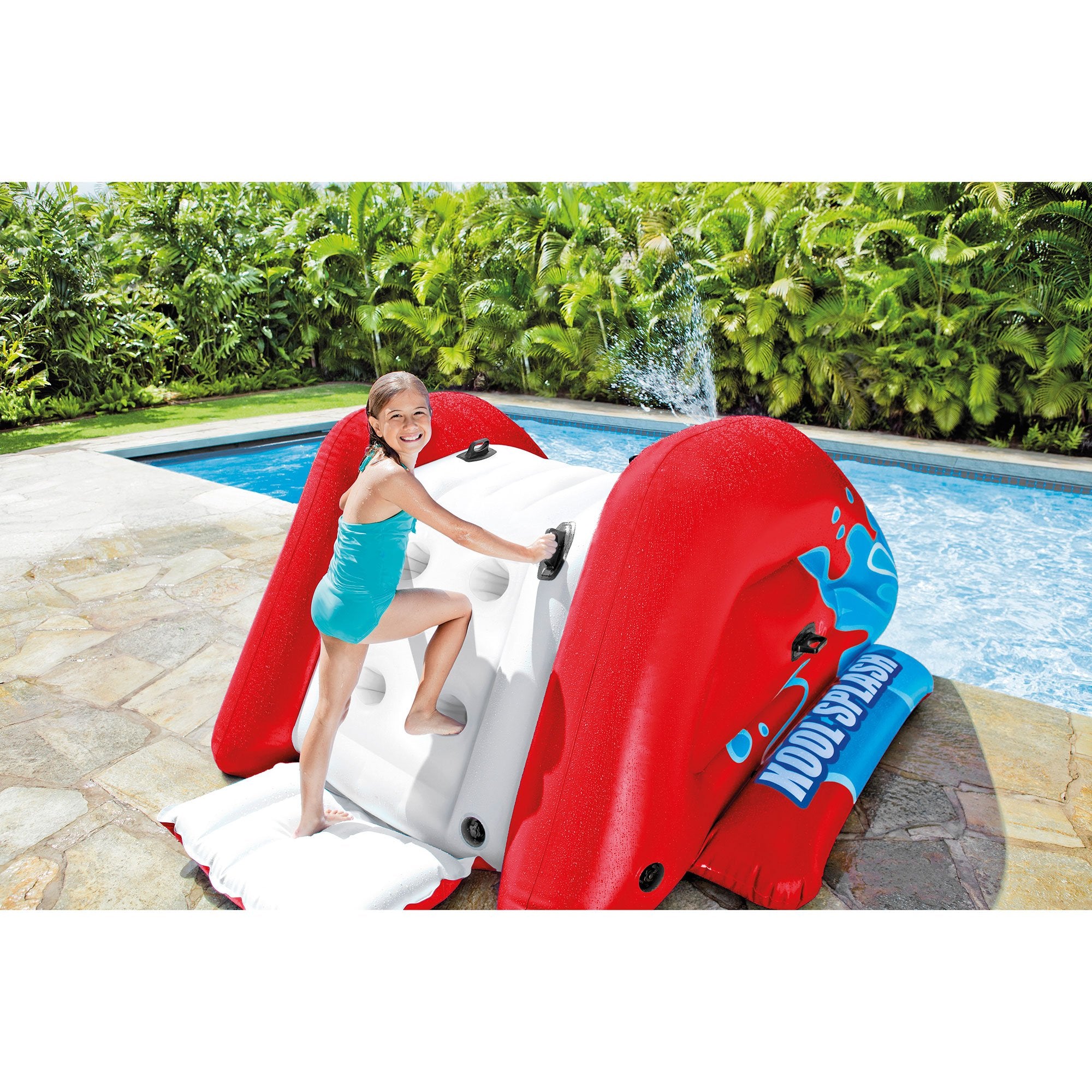 Intex Inflatable Pool Water Slide, Red & Intex Inflatabull Bull-Riding Float