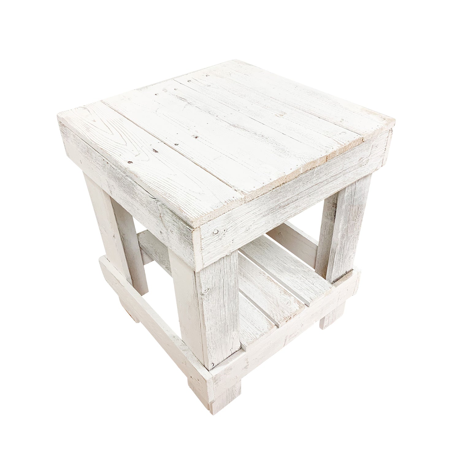 Del Hutson Designs Reclaimed Solid Wood Farmhouse Rustic Coffee End Table, White