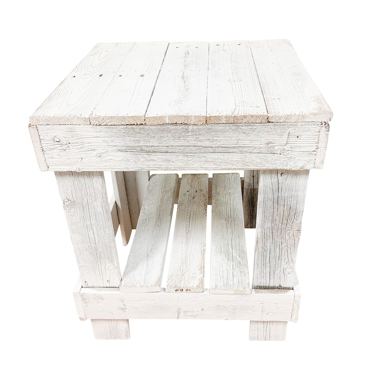 Del Hutson Designs Reclaimed Solid Wood Farmhouse Rustic Coffee End Table, White