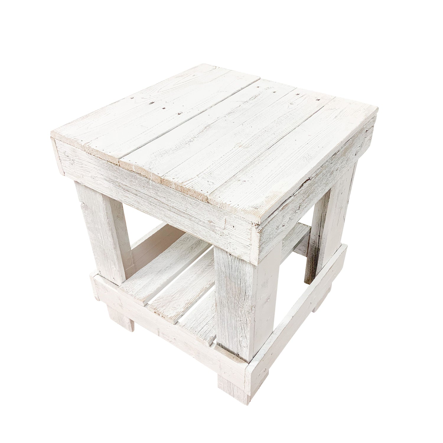 Del Hutson Designs Reclaimed Solid Wood Farmhouse Rustic Coffee End Table, White