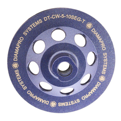 DiamaPro Systems Threaded 5 Inch 10 Segment Turbo Concrete Grinding Cup Wheel