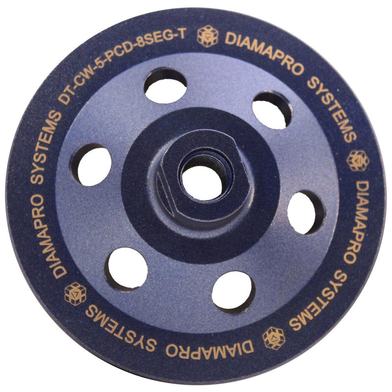 DiamaPro Systems Threaded 5 Inch 8 Segment 1/4 Round PCD Grinding Cup Wheel