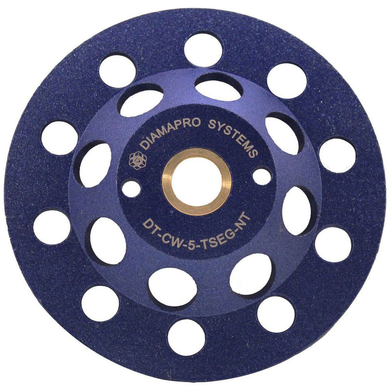 DiamaPro Systems Non Threaded 5 Inch T Segment Concrete/Stone Grinding Cup Wheel
