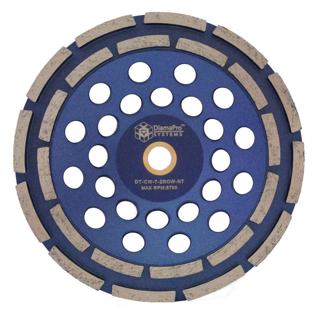 DiamaPro Systems Non Threaded 7 Inch Double Row Concrete Grinding Cup Wheel Tool - VMInnovations