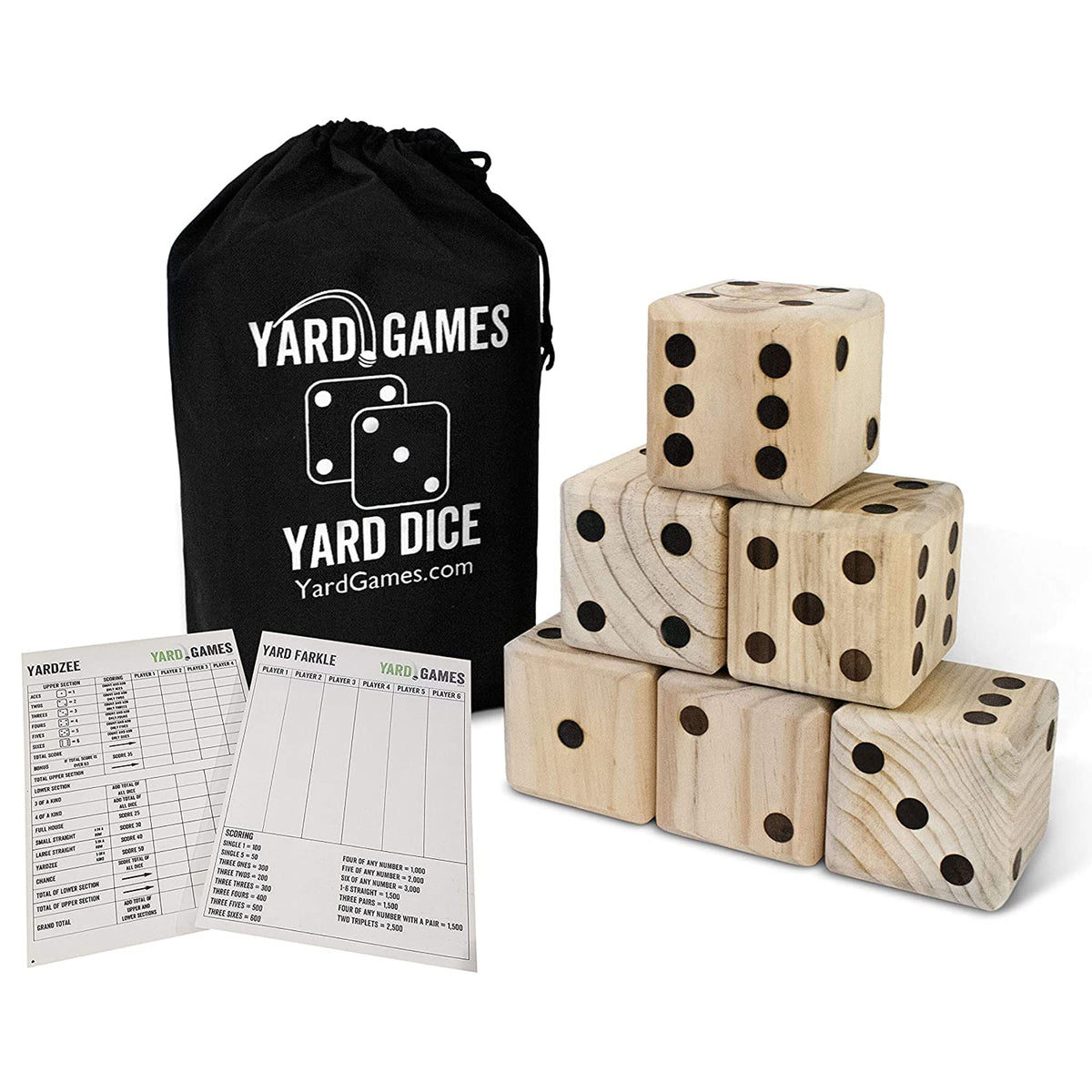 YardGames Giant Outdoor Wooden Dice Set Bundle with Pong Activity Party Set