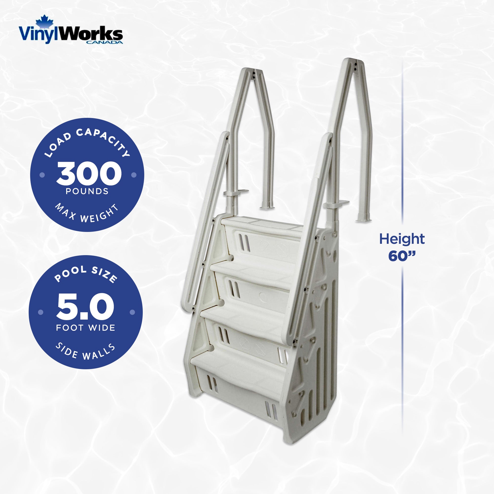Vinyl Works Deluxe 32" Step Ladder for 46-60" Above Ground Pools, White (Used) - VMInnovations