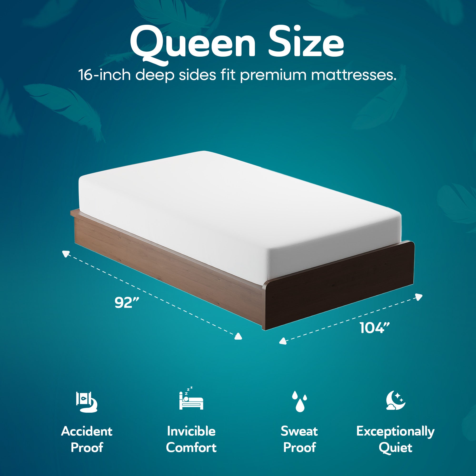 Sleepgram Breathable Sweat Proof Cotton Cover Mattress Protector, Queen, White - VMInnovations
