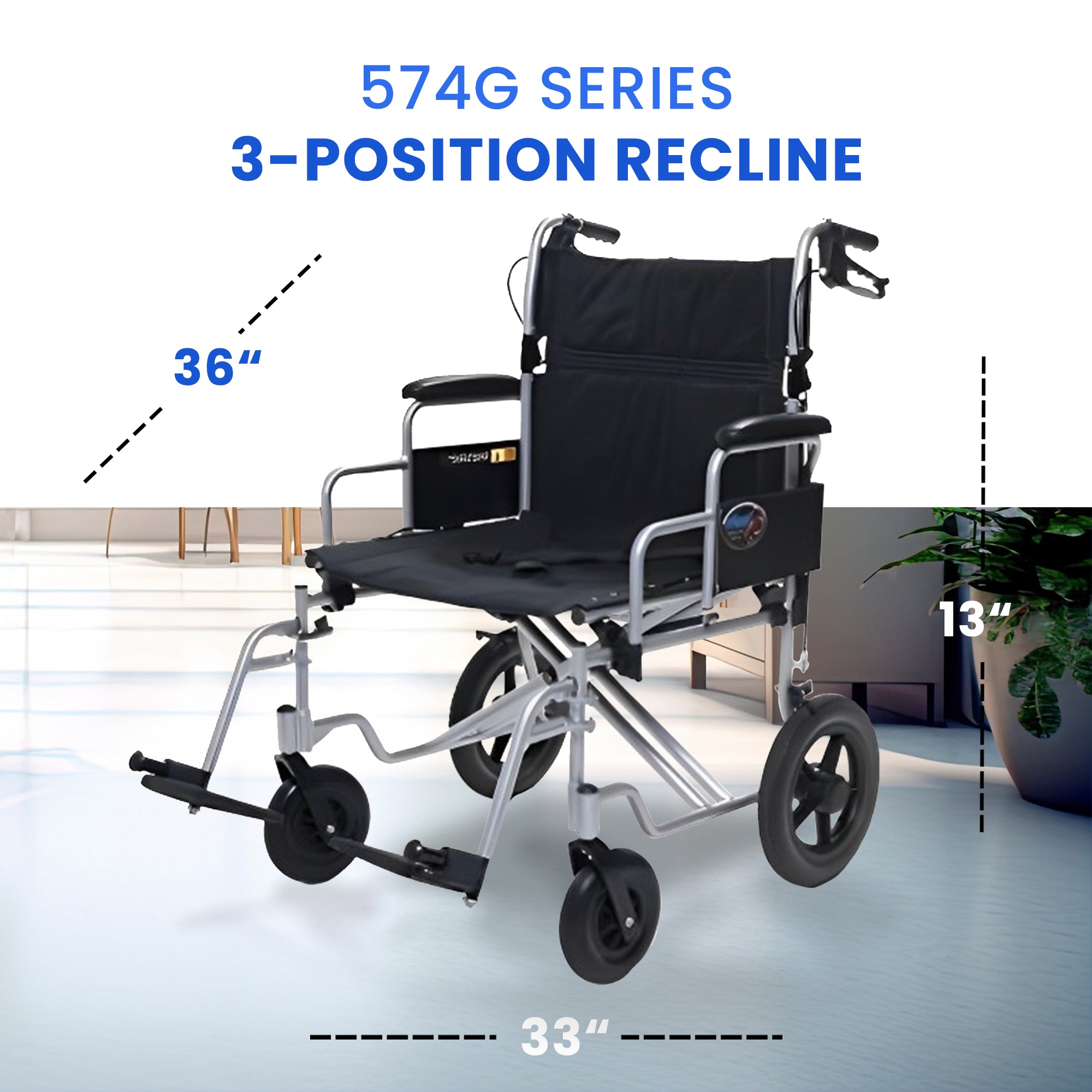 Graham Field Aluminum 24 Inch Durable Bariatric Transportation Wheelchair, Black (For Parts)